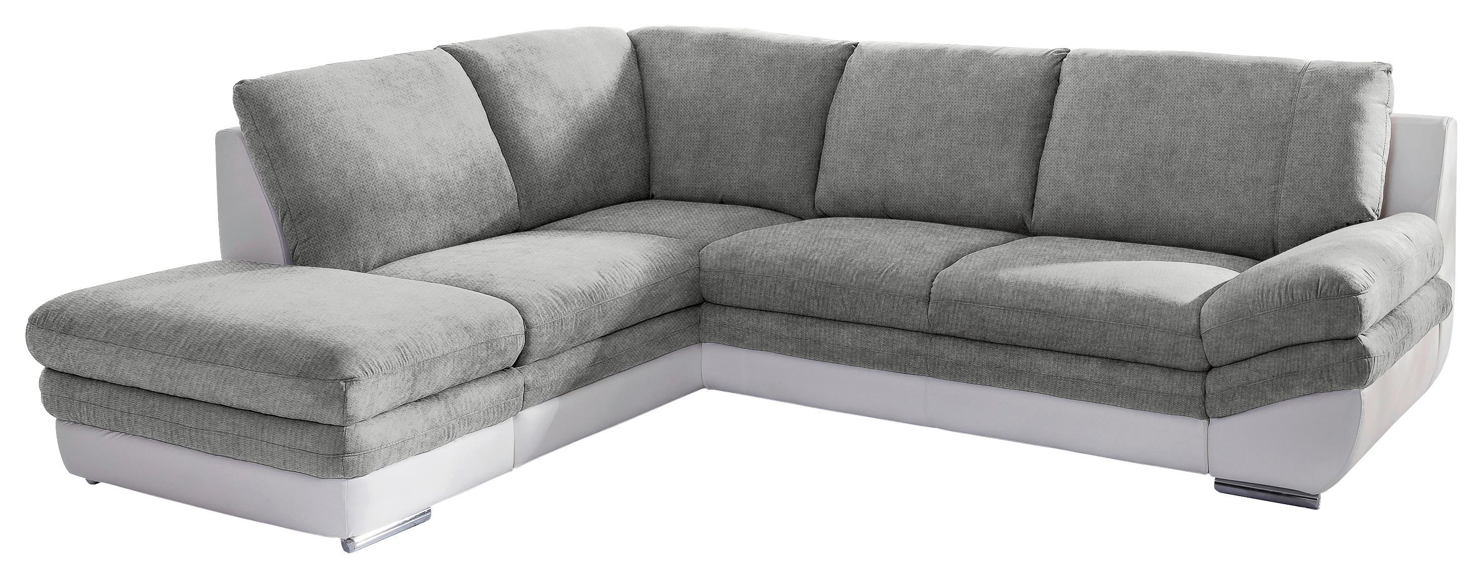 Wohnlandschaft "Nardo" , Dunkelgrau - Chromfarben/Dunkelgrau, MODERN, Textil/Metall (221/264cm) - MID.YOU