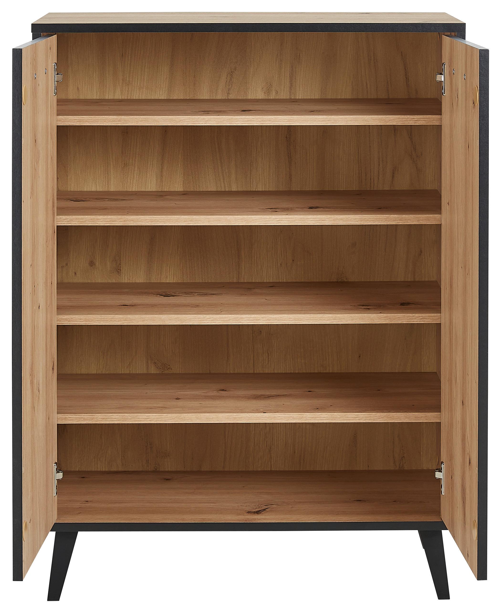 Schuhschrank in Eichefarben - Schwarz/Eiche Artisan, Modern, Holzwerkstoff/Metall (69/94/33cm) - Mömax