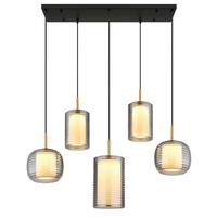 Viseča Led-svetilka 15740-5 Lampigna - črna/barve medenine, Design, kovina/steklo (93/31,5/150cm) - Globo