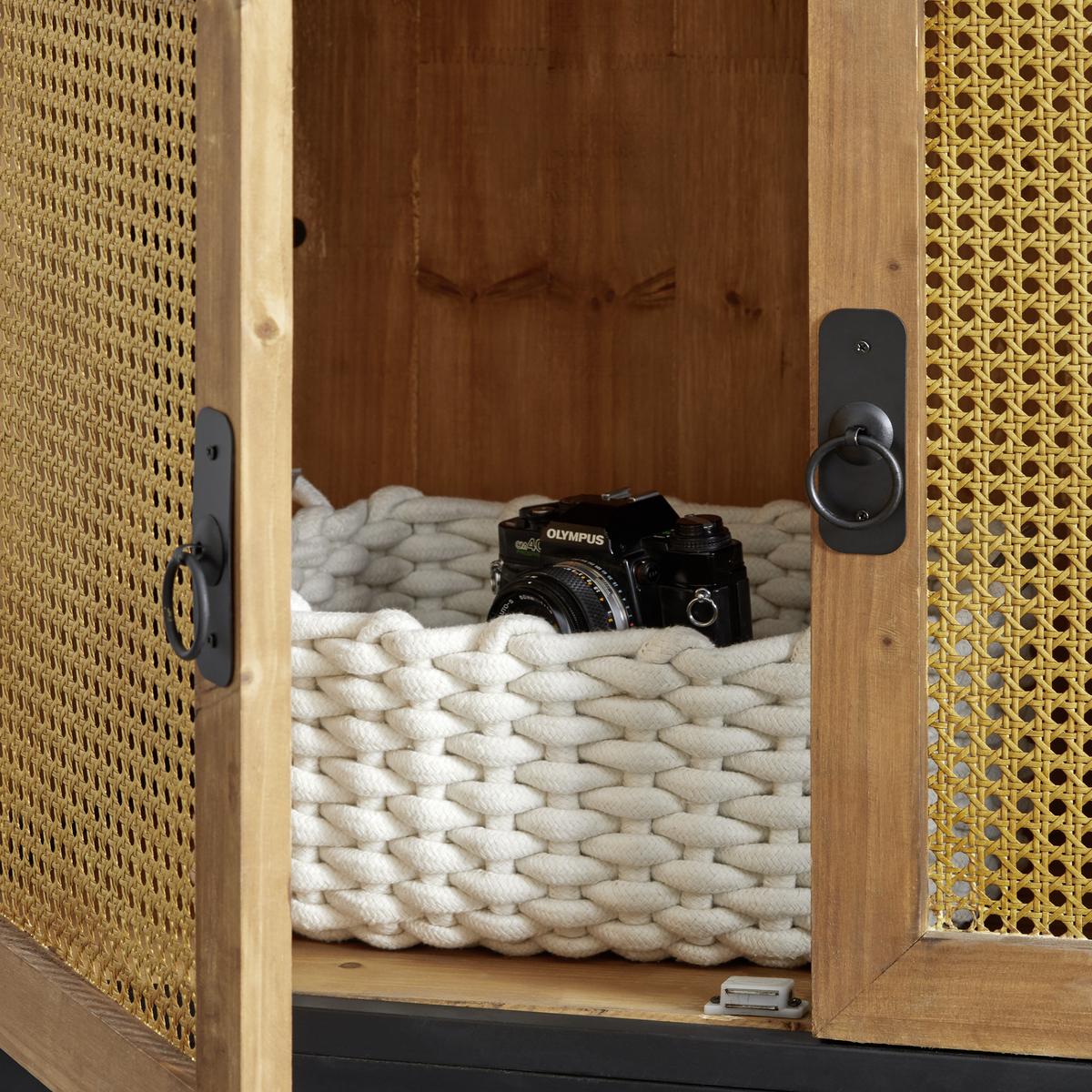 Kredenca Travis, Les Jelke, Črna, Steklo - črna/naravne barve, Moderno, kovina/steklo (90/175/40cm) - Bessagi Home