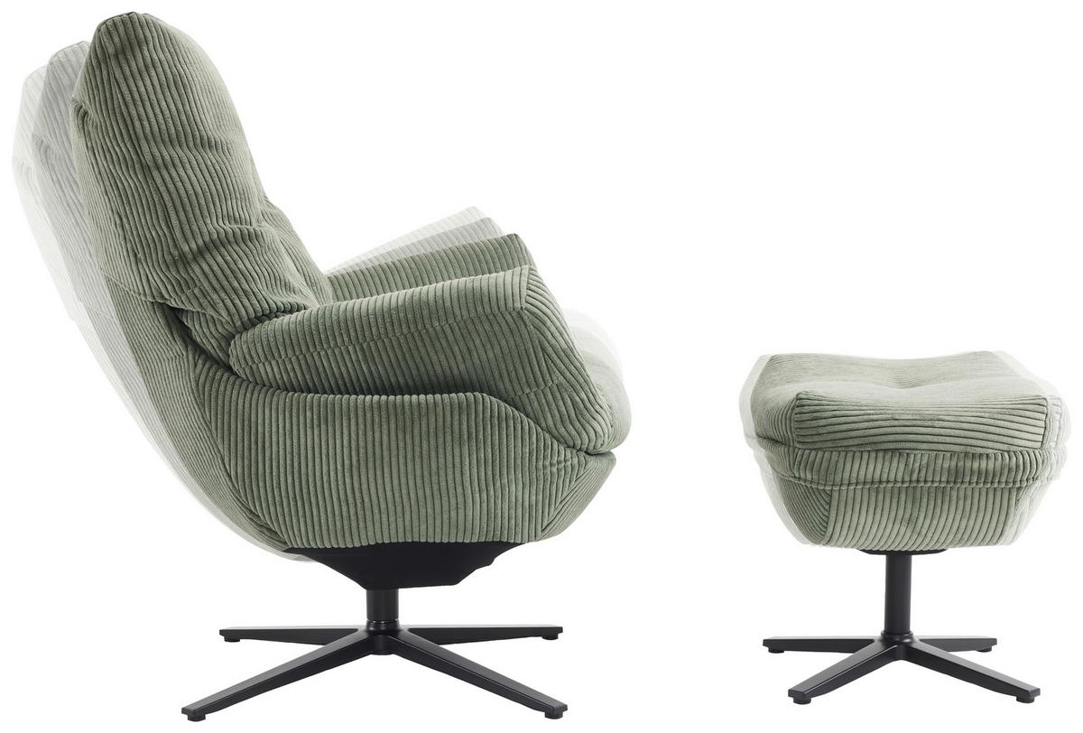 ZESTAW FOTELI RELAKSACYJNYCH WILSON - zielony/czarny, Design, metal/tkanina (77/100/78cm) - Carryhome
