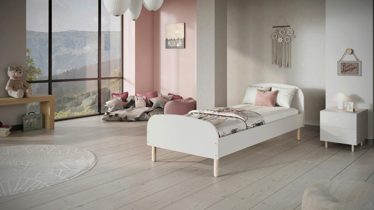 Otroška Postelja Emma, 90x200cm - bela/barve breze, Moderno, leseni material/les (90/200cm) - MID.YOU