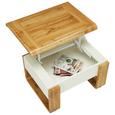 Couchtisch Weiß/Eiche - Eichefarben/Weiß, MODERN, Holzwerkstoff/Metall (80/45-71/60cm) - Modern Living