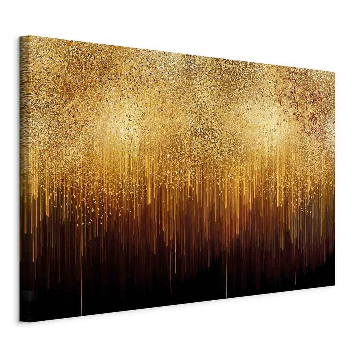 Slika Na Platnu Golden Expansion - zlate barve/črna, Basics, tekstil/les (90/60/1,2cm) - artgeist