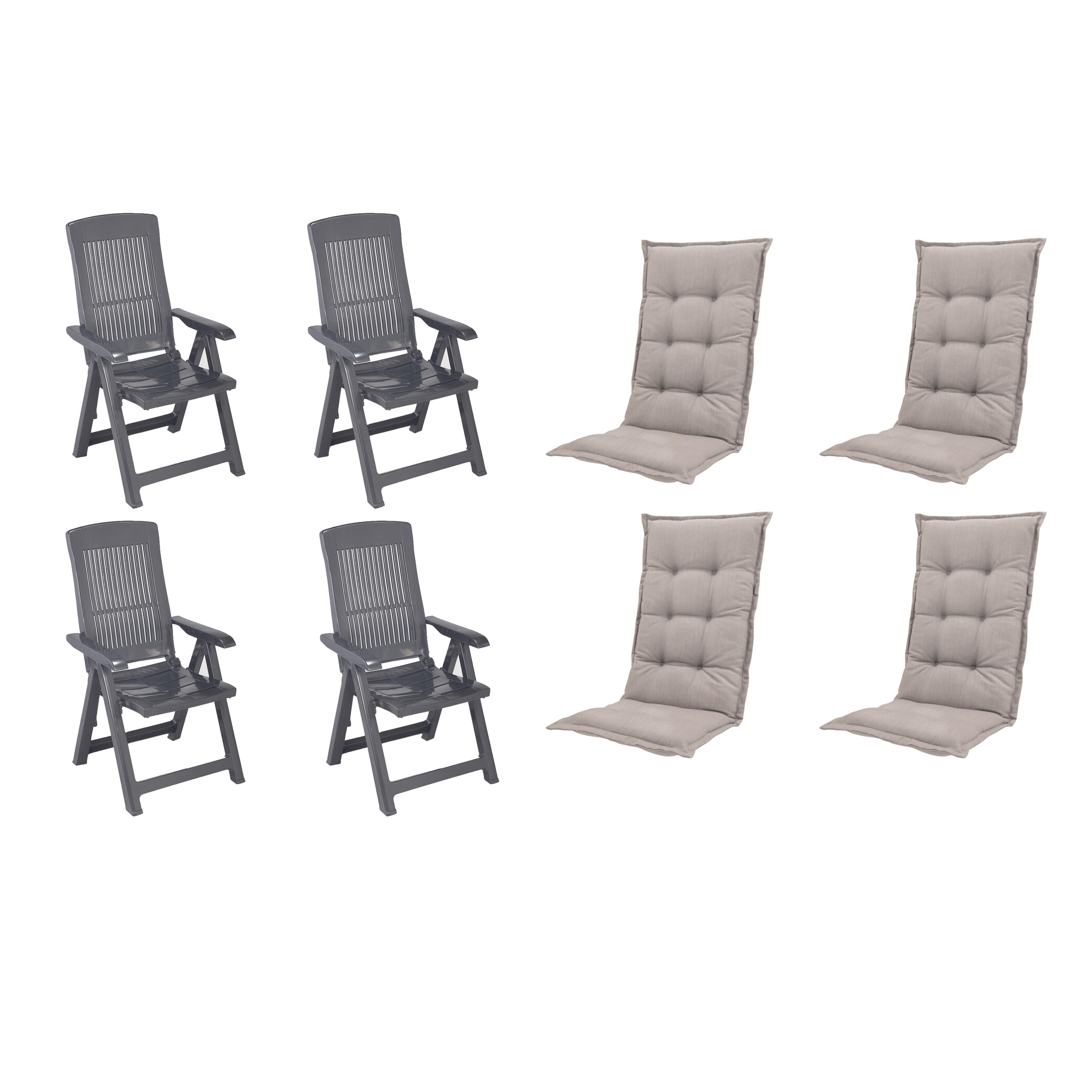 GARTENSTUHL-SET TAMPA+AUFLAGEN SET - Taupe/Anthrazit, MODERN, Kunststoff/Textil (44/111/50cm) - Gardenson