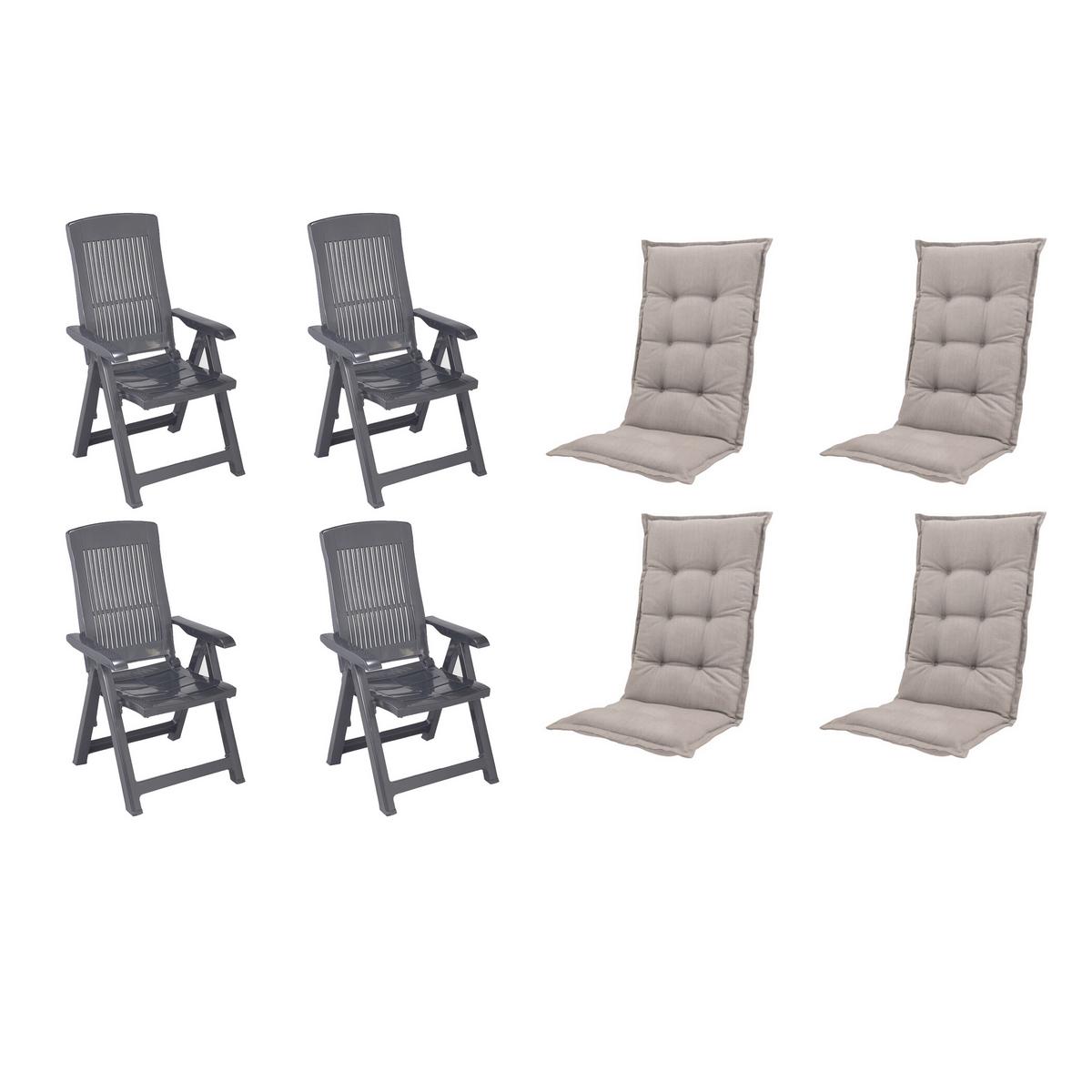 GARTENSTUHL-SET TAMPA+AUFLAGEN SET - Taupe/Anthrazit, MODERN, Kunststoff/Textil (44/111/50cm) - Gardenson