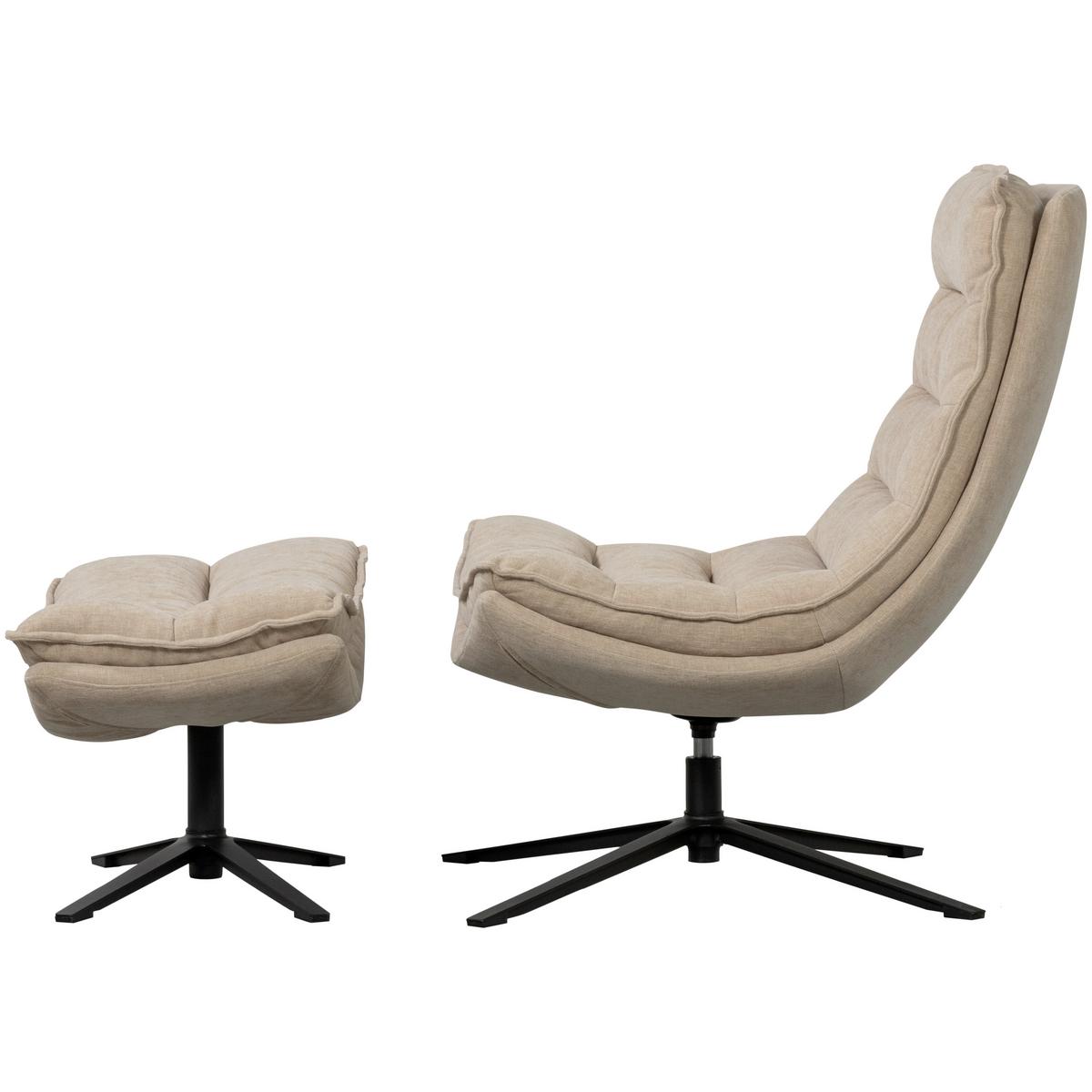 SESSELSET Kube Naturfarben B: 77cm - Schwarz/Naturfarben, Design, Textil/Metall (77/97/69cm) - Livetastic