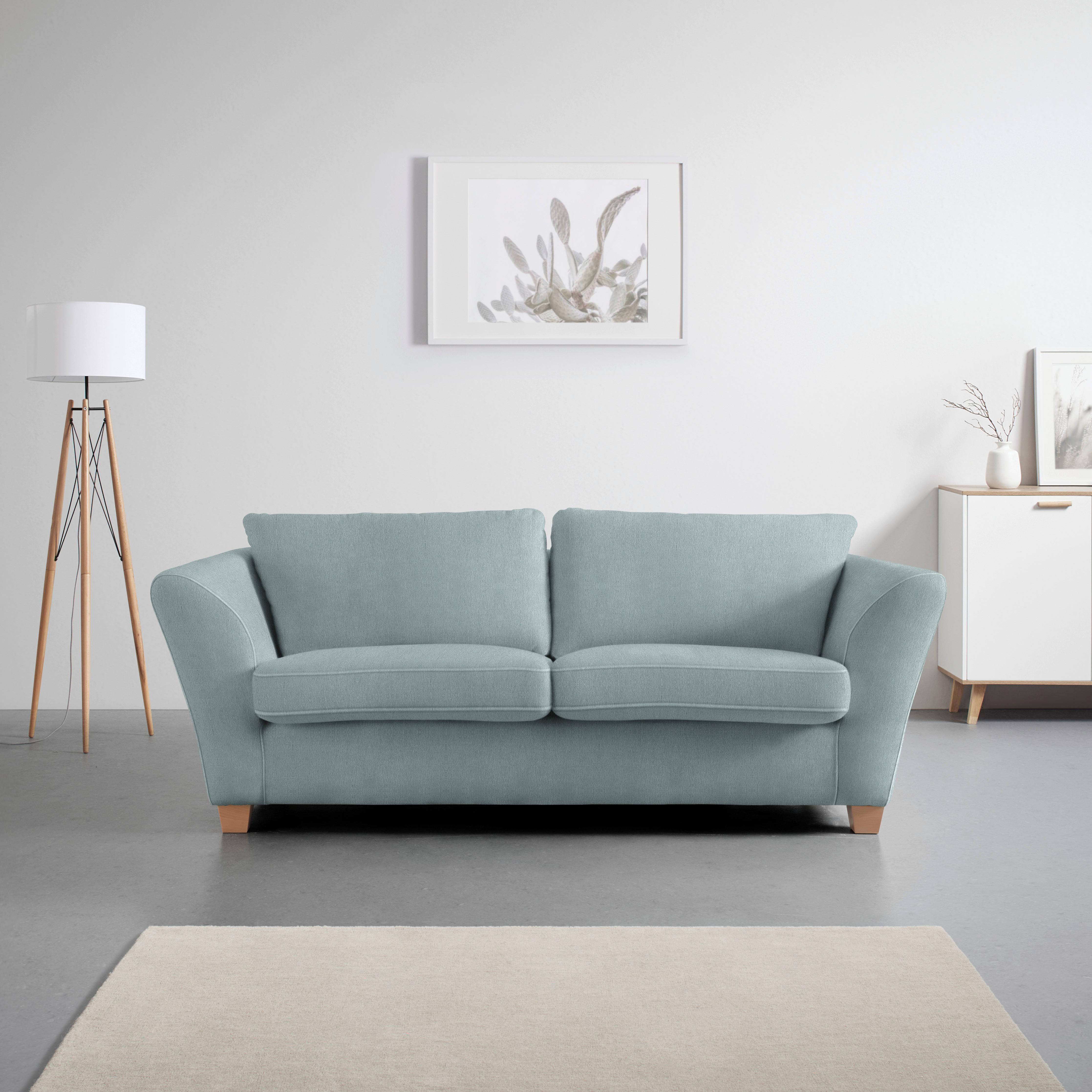 3-Sitzer-Sofa Devado Petrol - Petrol/Naturfarben, Holz/Textil (216/70-85/95cm) - Mömax