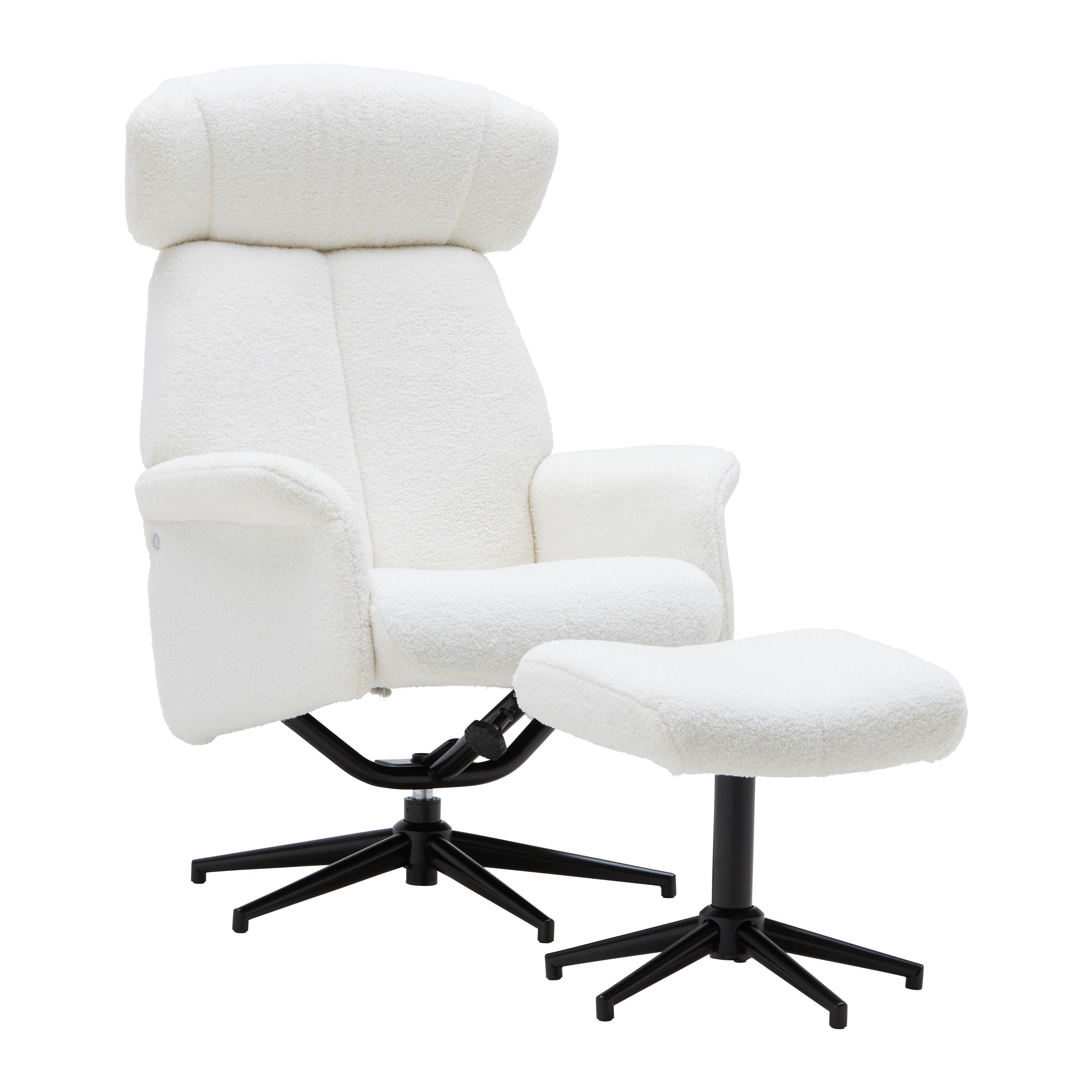 Relaxsessel Benni II in Weiß - Schwarz/Weiß, MODERN, Textil/Metall (76/97-109/76-107cm) - Mömax