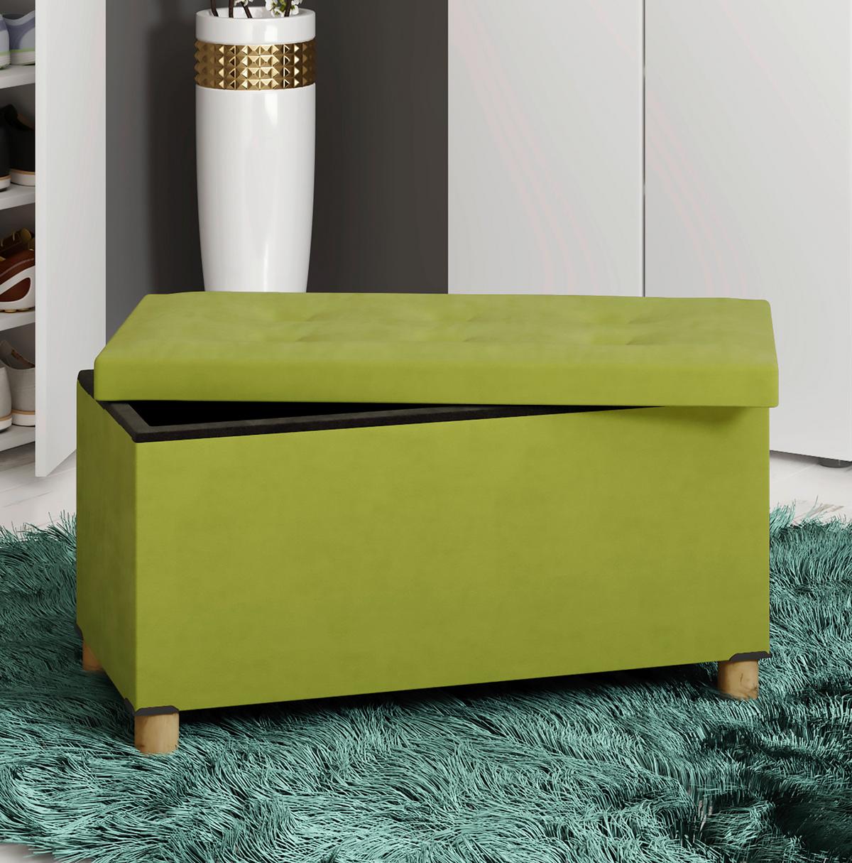 Klop S Skrinjo Sizos L, Zelena - zelena/rjava, Moderno, tekstil/leseni material (76/40/38cm) - MID.YOU