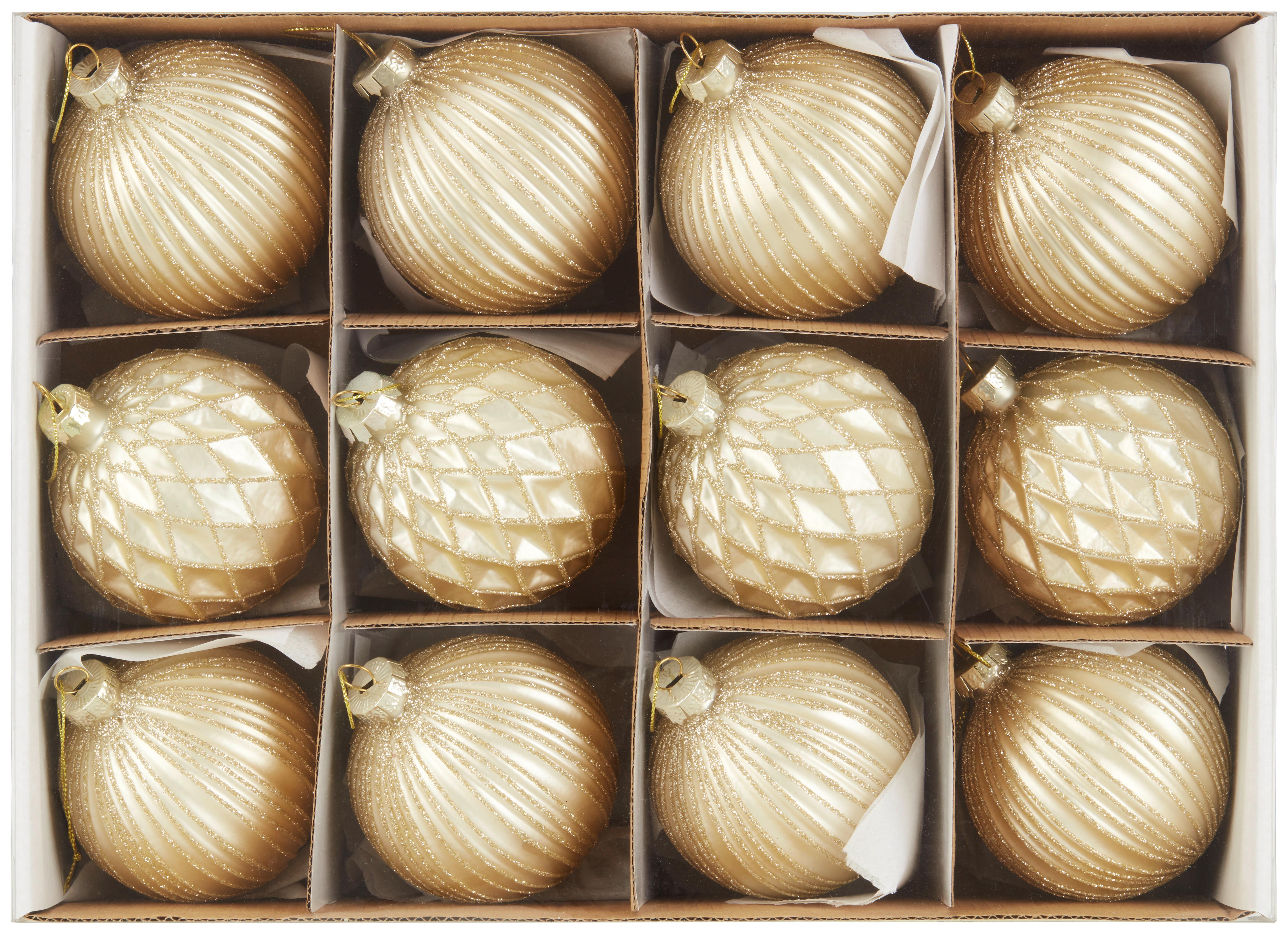 Christbaumkugel-Set Miracle in Goldfarben, 12 Stück - Goldfarben, Glas/Textil (8cm) - Mömax