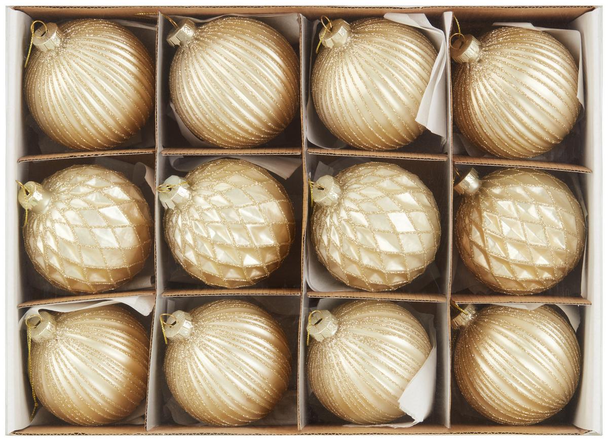 Christbaumkugel-Set Miracle in Goldfarben, 12 Stück - Goldfarben, Glas/Textil (8cm) - Mömax