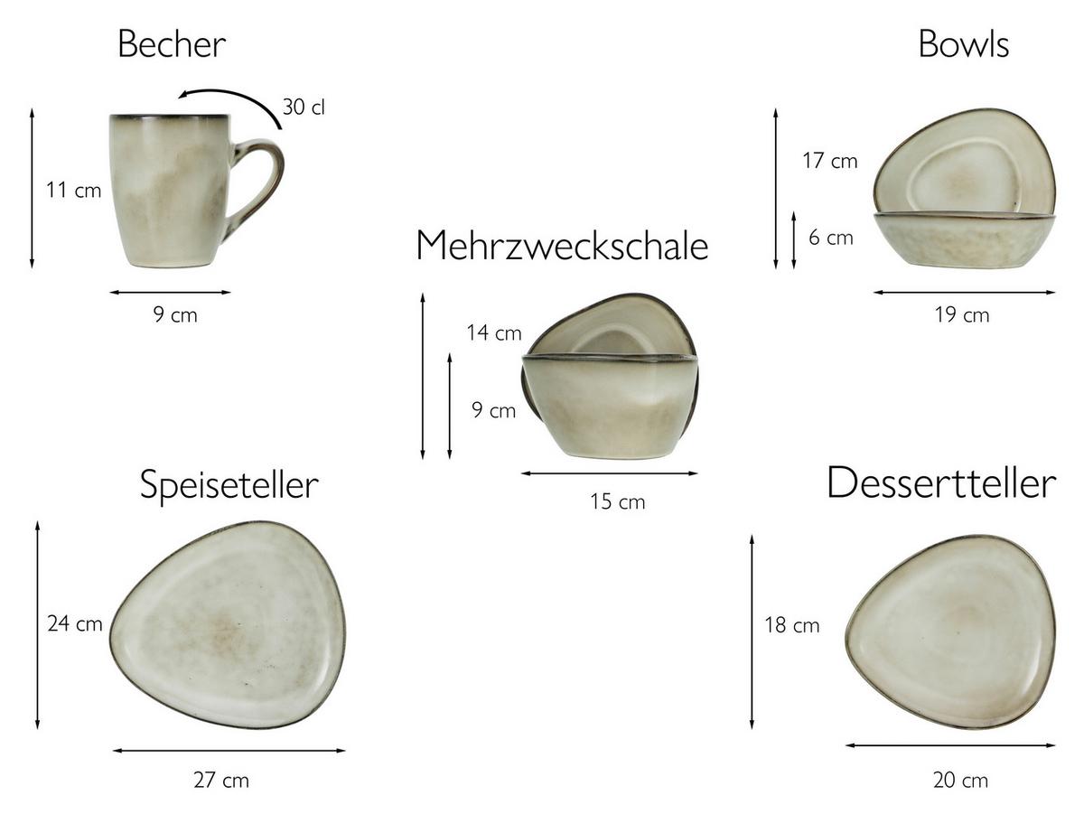 Kombiservice  Cloudy in Sandfarben, 10-teilig - Sandfarben, Trend, Keramik (34/29,5/36cm) - Creatable