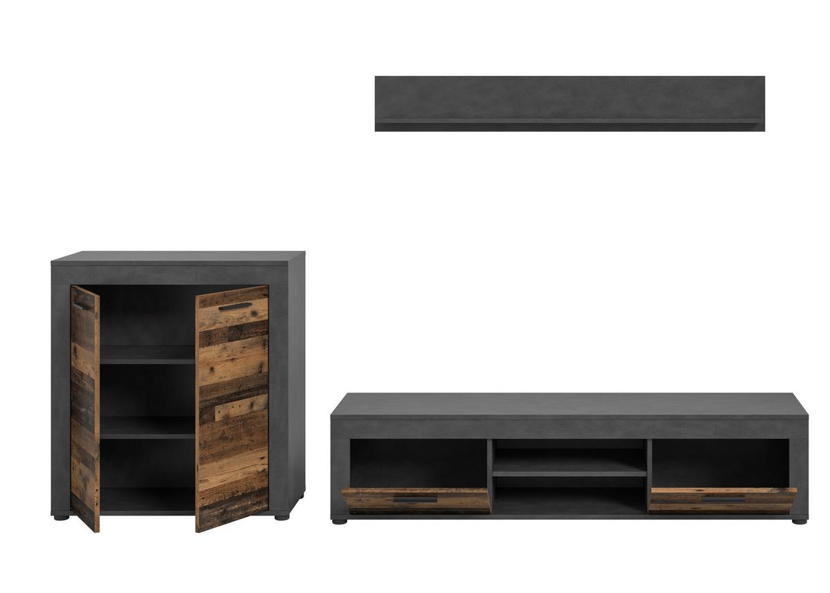 ANSAMBLU MOBILIER CAMERA DE Z JAM - culoare natur/gri, Design, material pe bază de lemn (255/159/35cm) - Modern Living