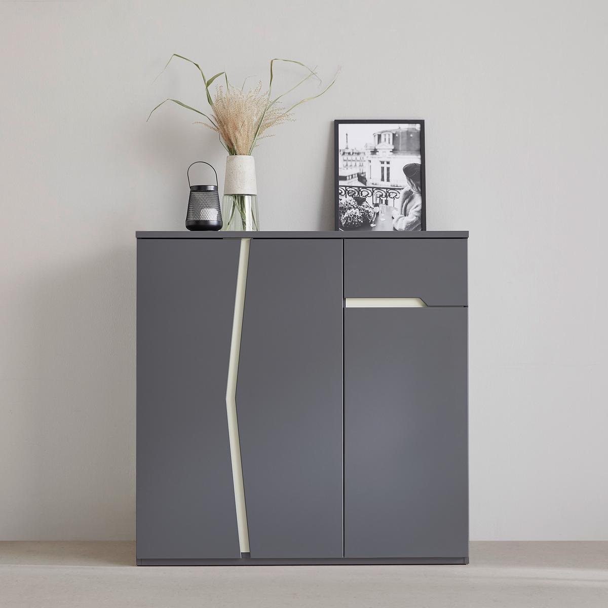 Highboard Manhatten in Grau/Graphitfarben - Graphitfarben/Schwarz, Modern, Holzwerkstoff/Kunststoff (110/110/42cm) - Premium Living