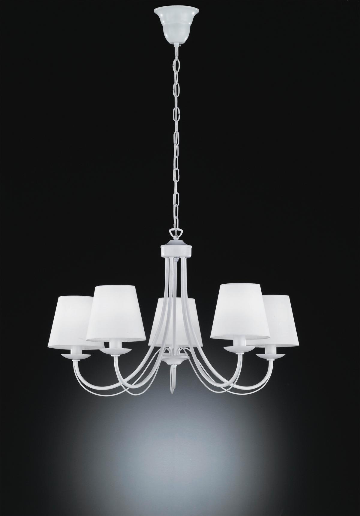 Kronleuchter Cortez in Weiß max. 28 Watt - Weiß, Natur, Textil/Metall (70/150cm) - Trio Leuchten