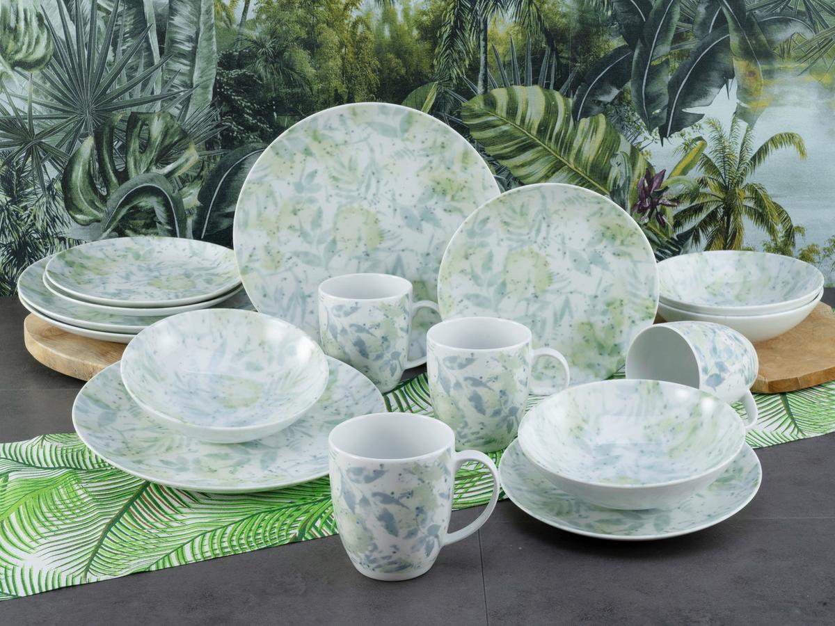 Kombinirani Servis Home Tropical, 16-Delni - zelena, Basics, keramika - Creatable