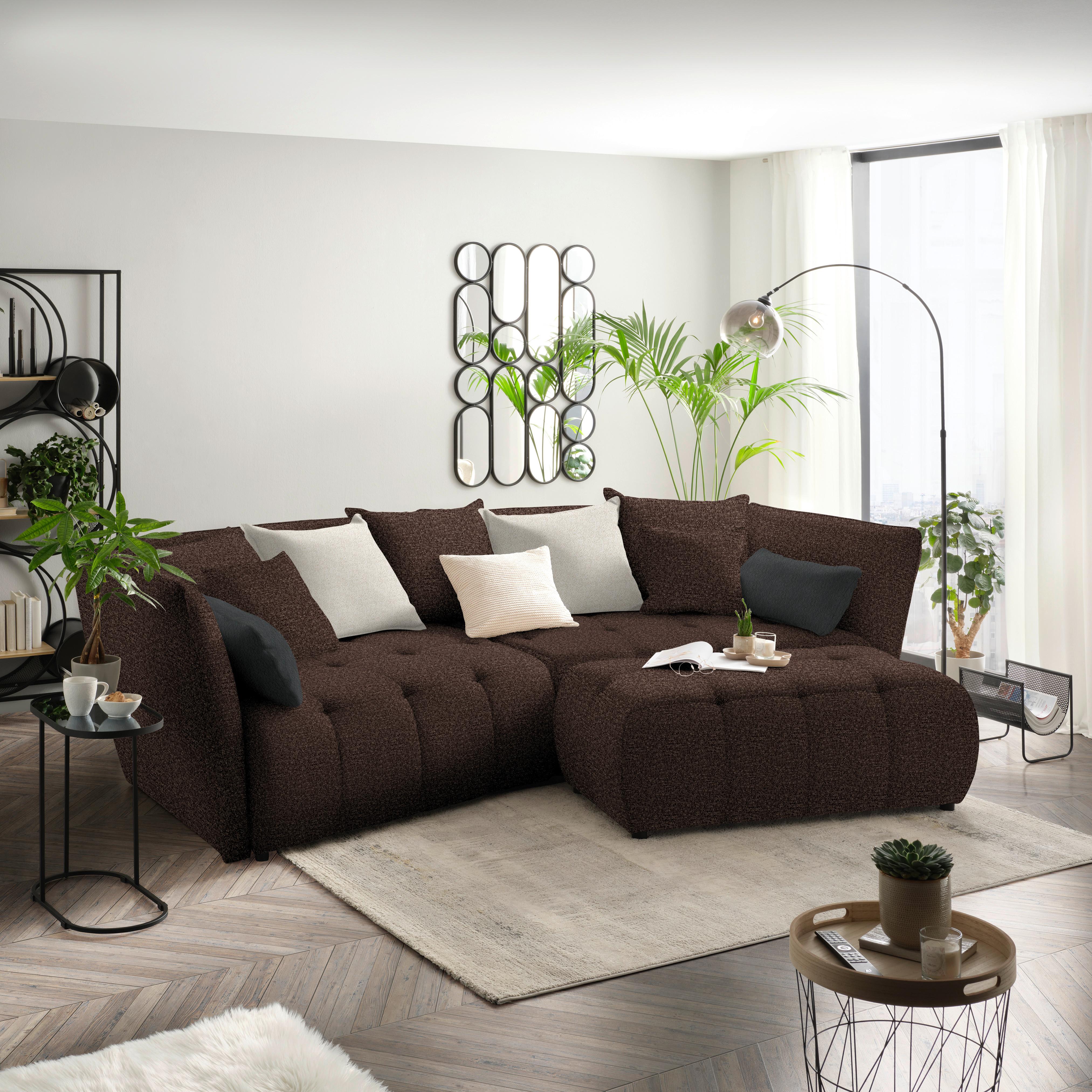 Boxspringsofa Sofi Braun - Beige/Schwarz, MODERN, Textil (294/93/152cm) - Premium Living