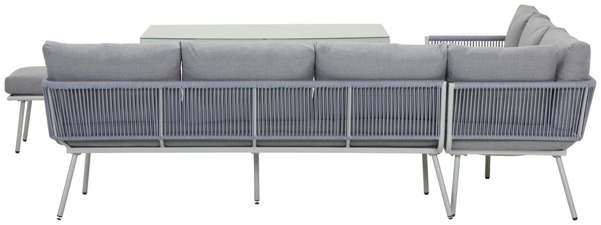 KOMPLET STOŁOWY NA TARAS PISA - szary, Modern, tworzywo sztuczne/metal (190/252cm) - Ambia Garden