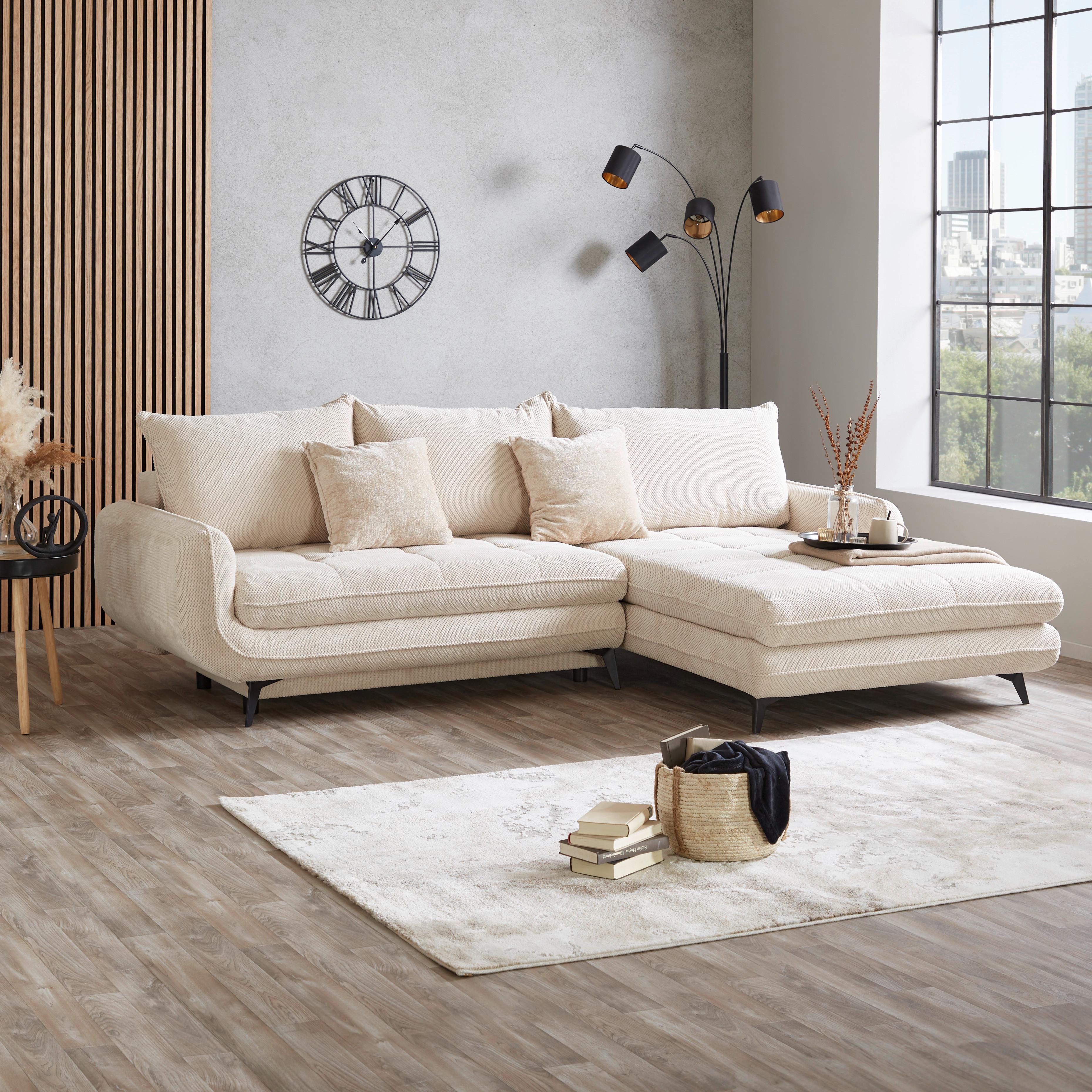 Canapea modulară WAVE - bej/crem, Modern, textil (266/189cm) - Modern Living
