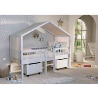 Hausbett FORREST Weiß ca.90x200cm Echtholz, Bettlade - Naturfarben/Weiß, MODERN, Holz (90/200cm) - Vipack