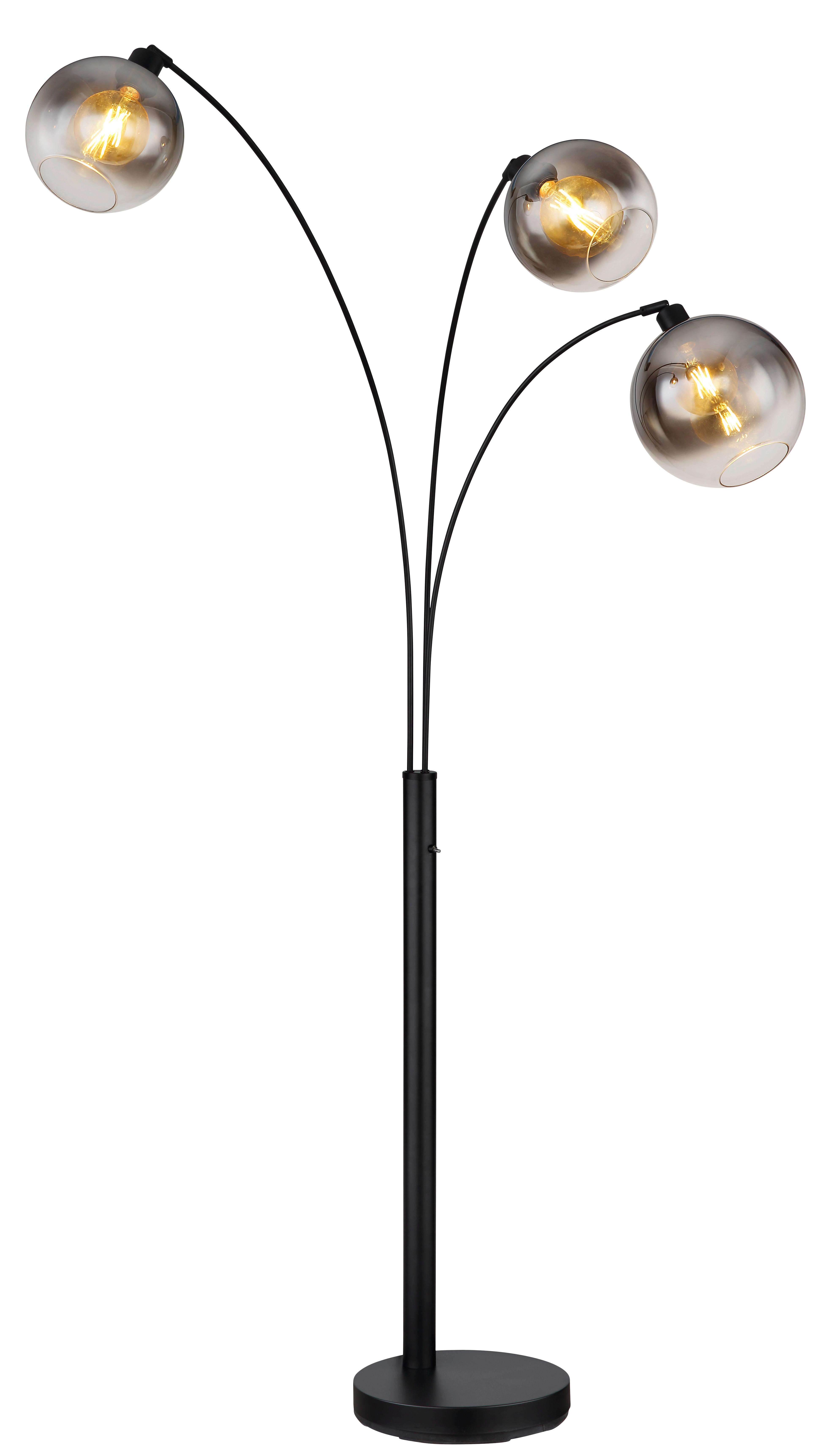 Stehleuchte Newcastle Schwarz max. 60 Watt - Schwarz, Design, Glas/Metall (105/160/200cm) - Globo
