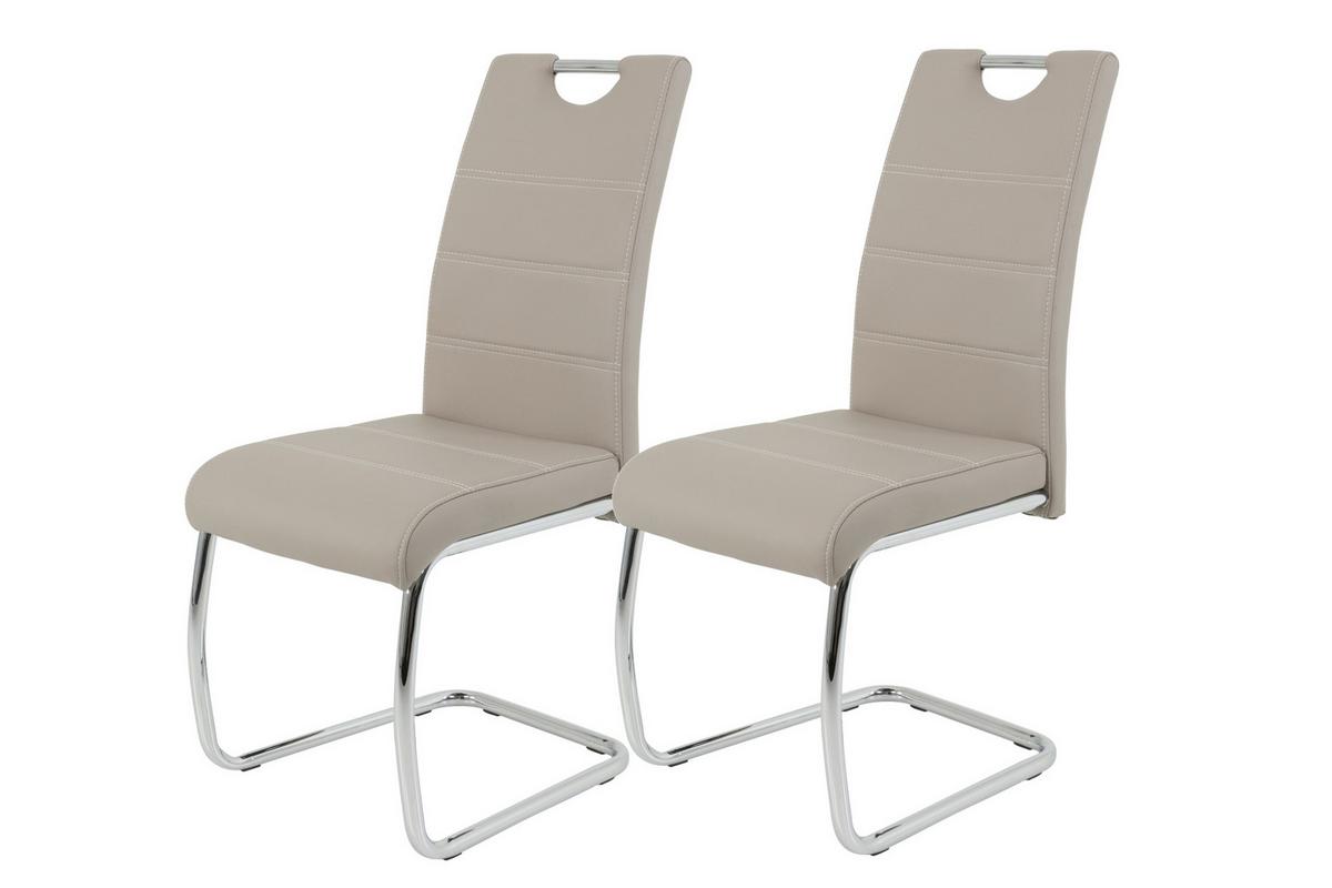 Schwingstuhl-Set Flora 2er-Set ca.43x98cm Lederlook Hellbraun - Hellbraun/Chromfarben, MODERN, Textil/Metall (43/98/59cm) - MID.YOU