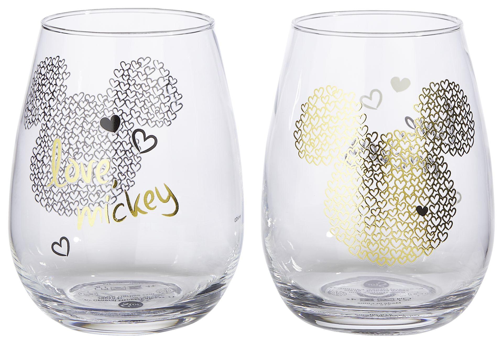 KOMPLET SZKŁA STOŁOWEGO 1036 - MICKEY&MINNIE - czarny/kolor złoty, Basics, szkło (0,5 x 2l) - Disney