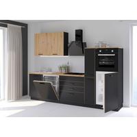 Kuhinjski Blok Brez Aparatov Blacky, Črna, Hrast, 280cm - črna/hrast artisan, Design, umetna masa/leseni material (280cm) - P & B