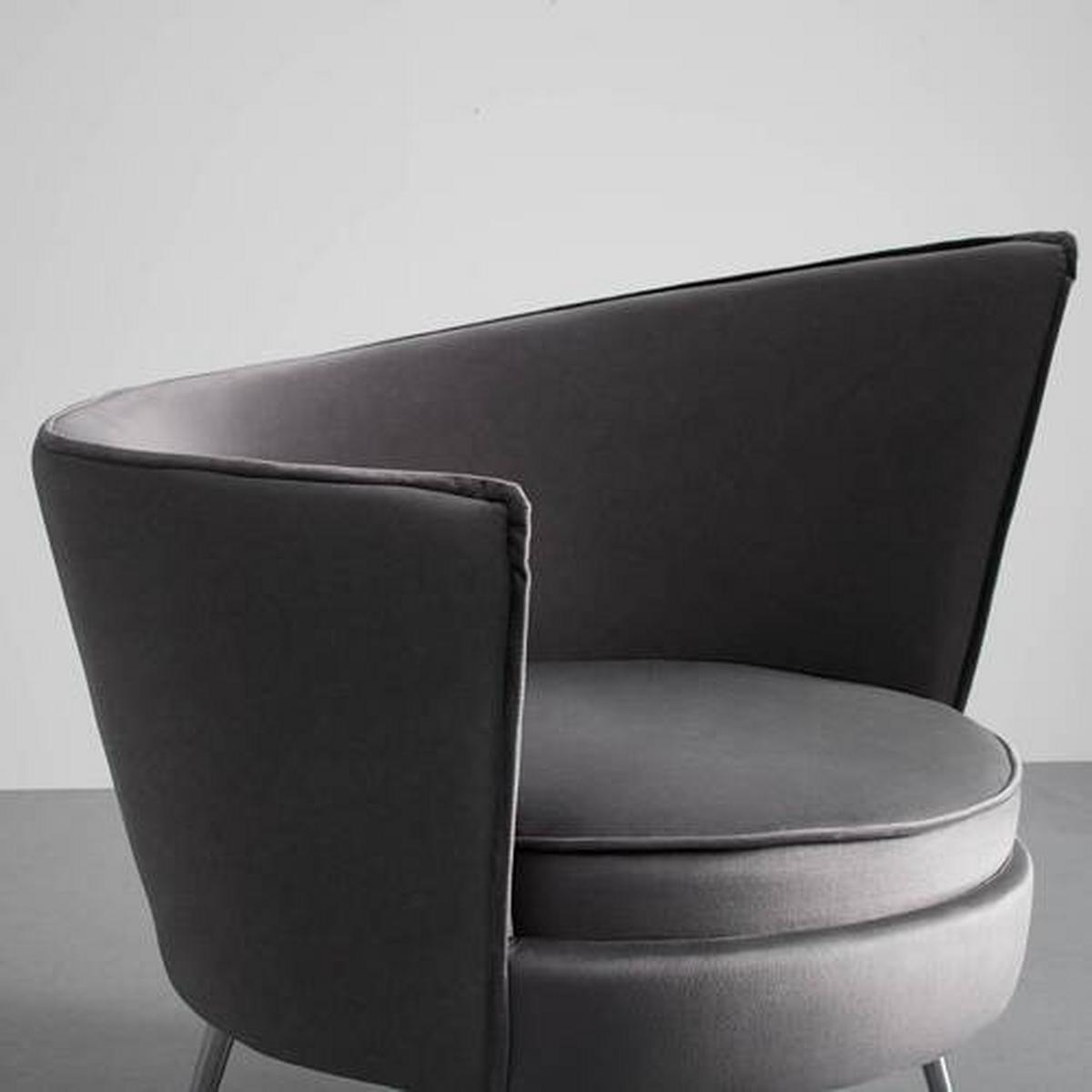Sessel Cherie Dunkelgrau Samt - Chromfarben/Dunkelgrau, MODERN, Textil/Metall (87/83/85cm) - Bessagi Home
