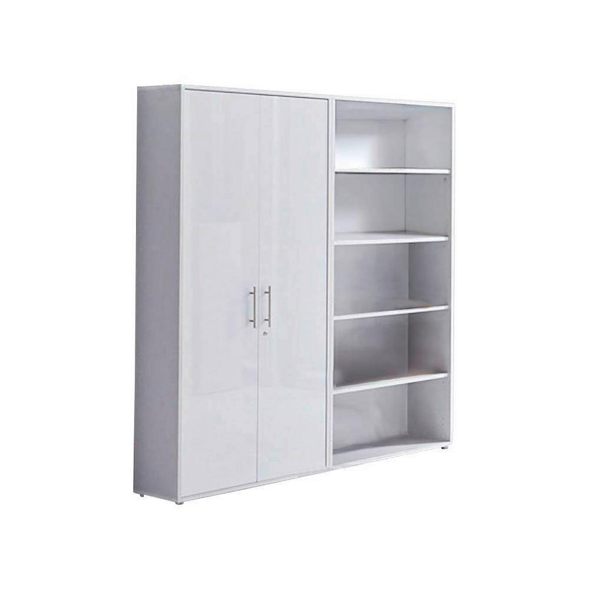 Aktenschrank Office Edition Sw Set 1 hoch Grau/Weiß - Weiß/Grau, MODERN, Holzwerkstoff (168,8/185,6/33cm) - MID.YOU
