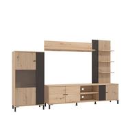 Szekrénysor Avignon - fekete/Artisan tölgy, Konventionell, faalapú anyag/fém (263/167/40cm) - Mömax