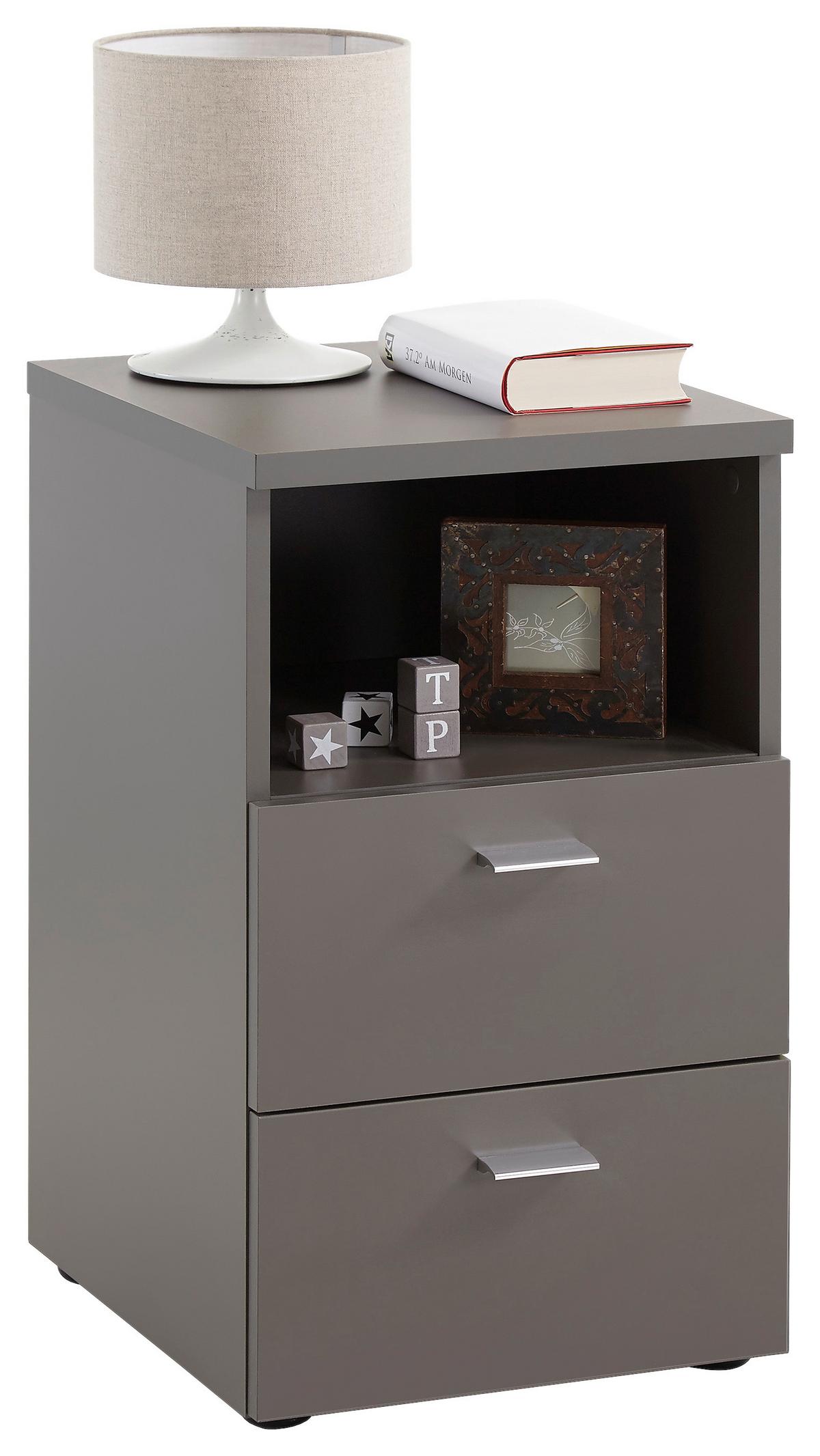 SZAFKA NOCNA COLIMA 1 - czarny/szary, Basics, materiał drewnopochodny/tworzywo sztuczne (35/62/40cm) - Carryhome