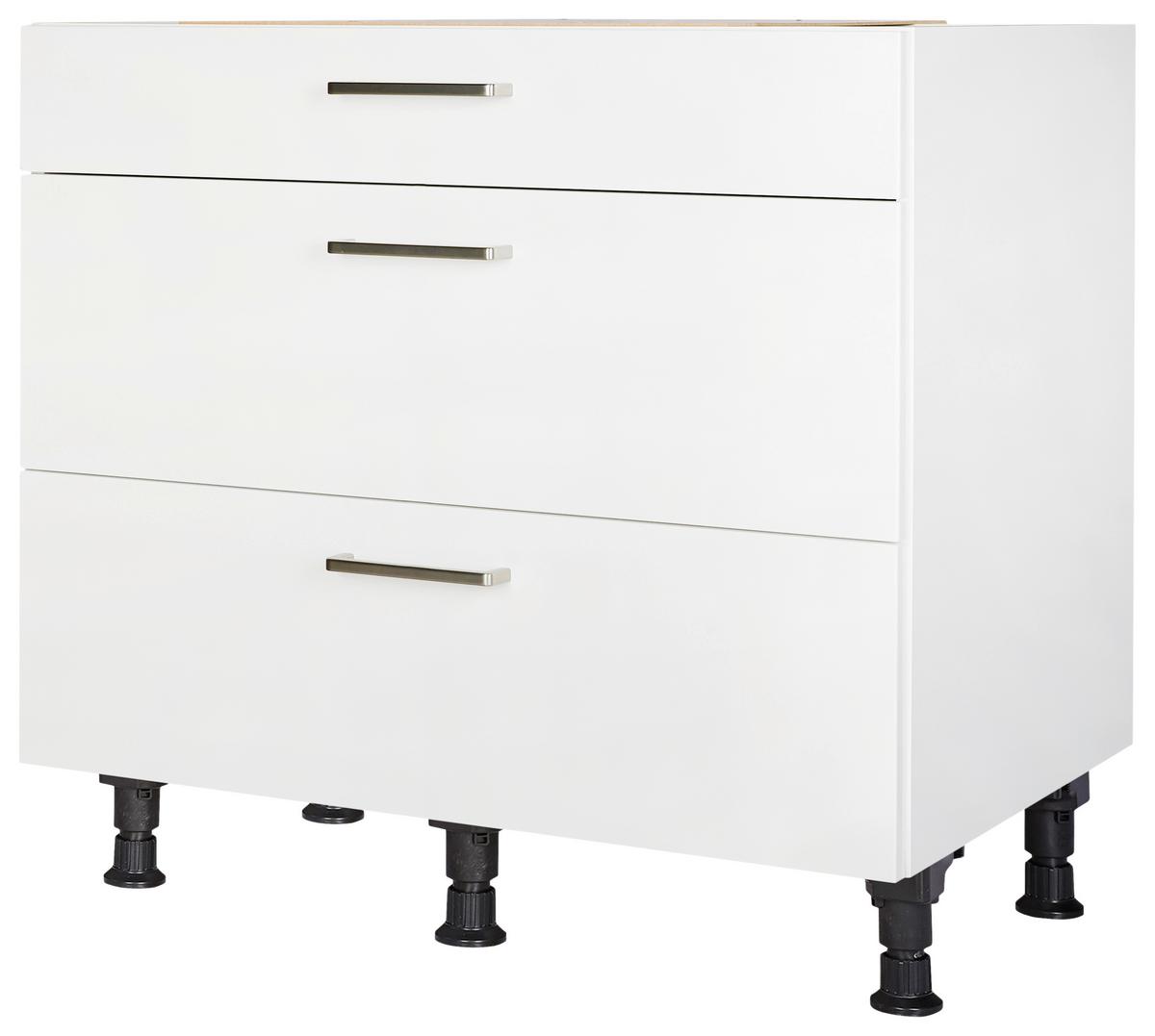Schubkastenunterschrank Touch Weiß - Edelstahlfarben/Weiß, MODERN, Holzwerkstoff/Metall (90/87/56cm) - Nobilia