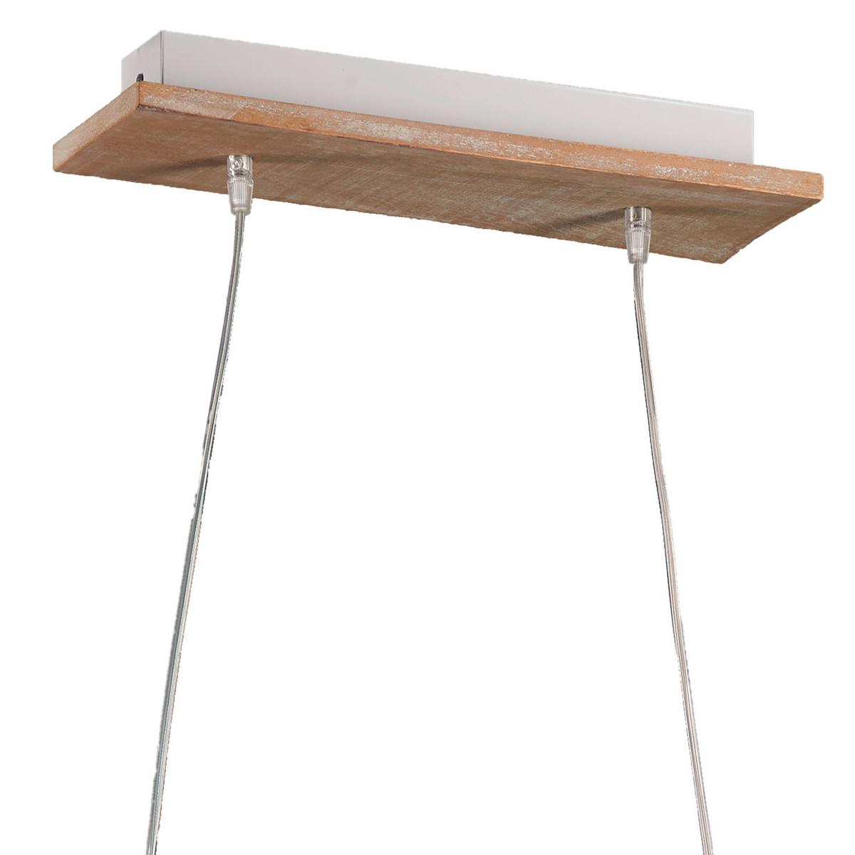 Hängeleuchte Miriel Weiß/Beige max. 22 Watt - Beige/Weiß, Natur, Holz/Textil (90/25/110cm)