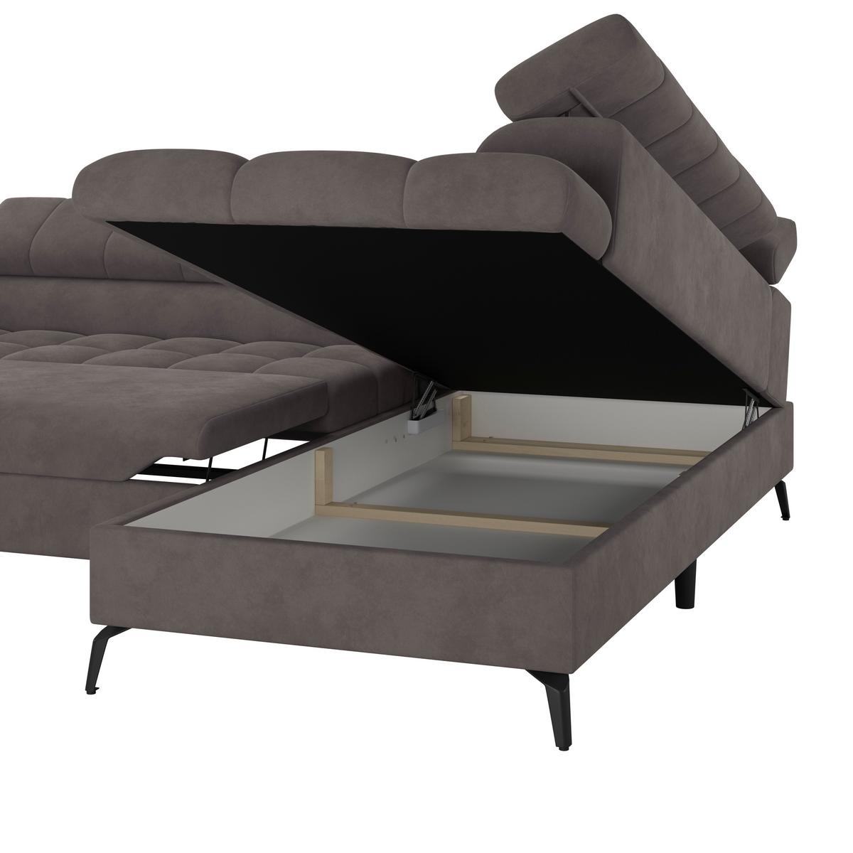 Kutna Garnitura Volf - boje grafita/tamno siva, Trend, tekstil/metal (261/203cm)