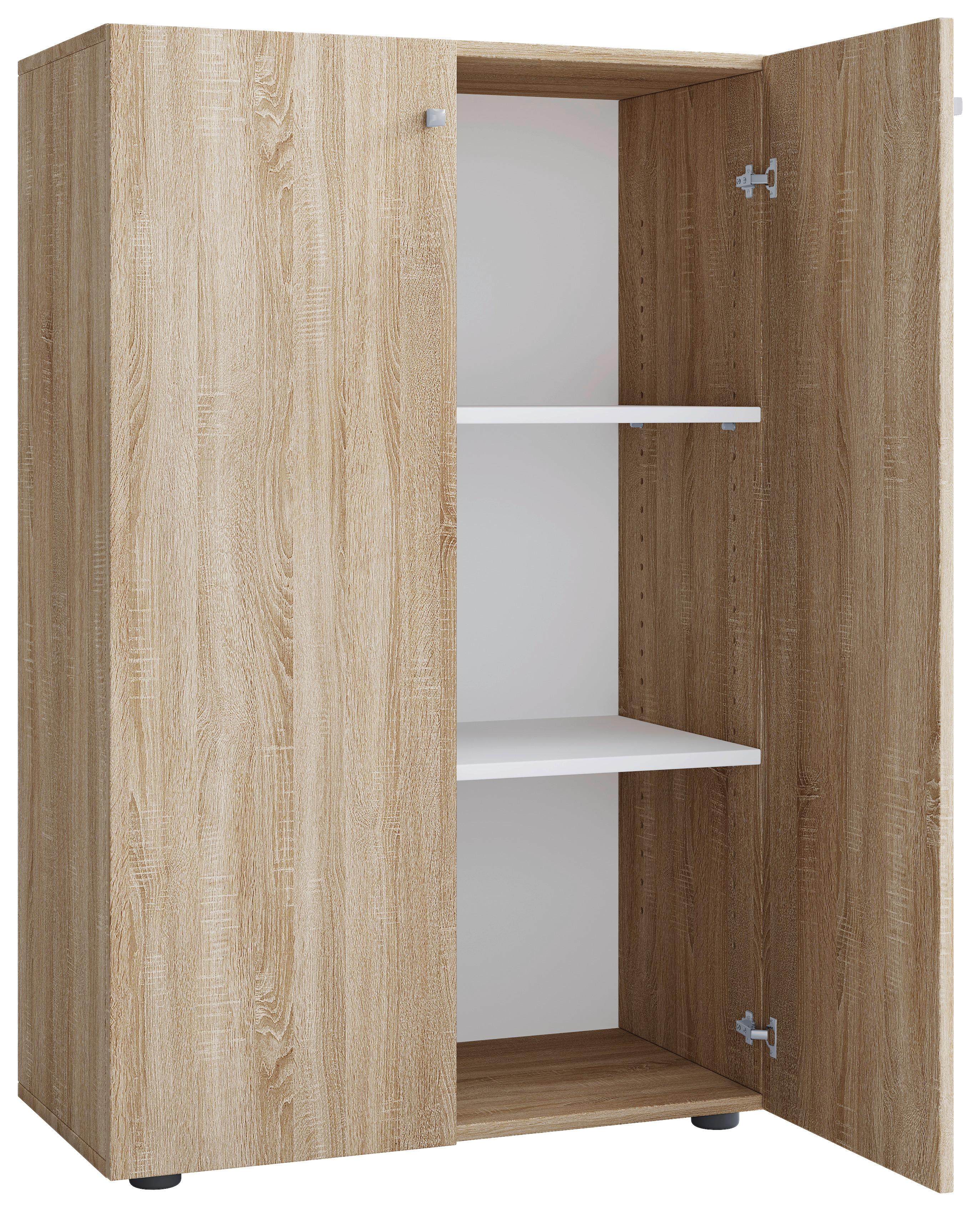 Schuhschrank LONA Sonoma Eiche ca. 70x110x39cm - Silberfarben/Schwarz, Design, Holzwerkstoff/Kunststoff (70/110/39cm) - MID.YOU