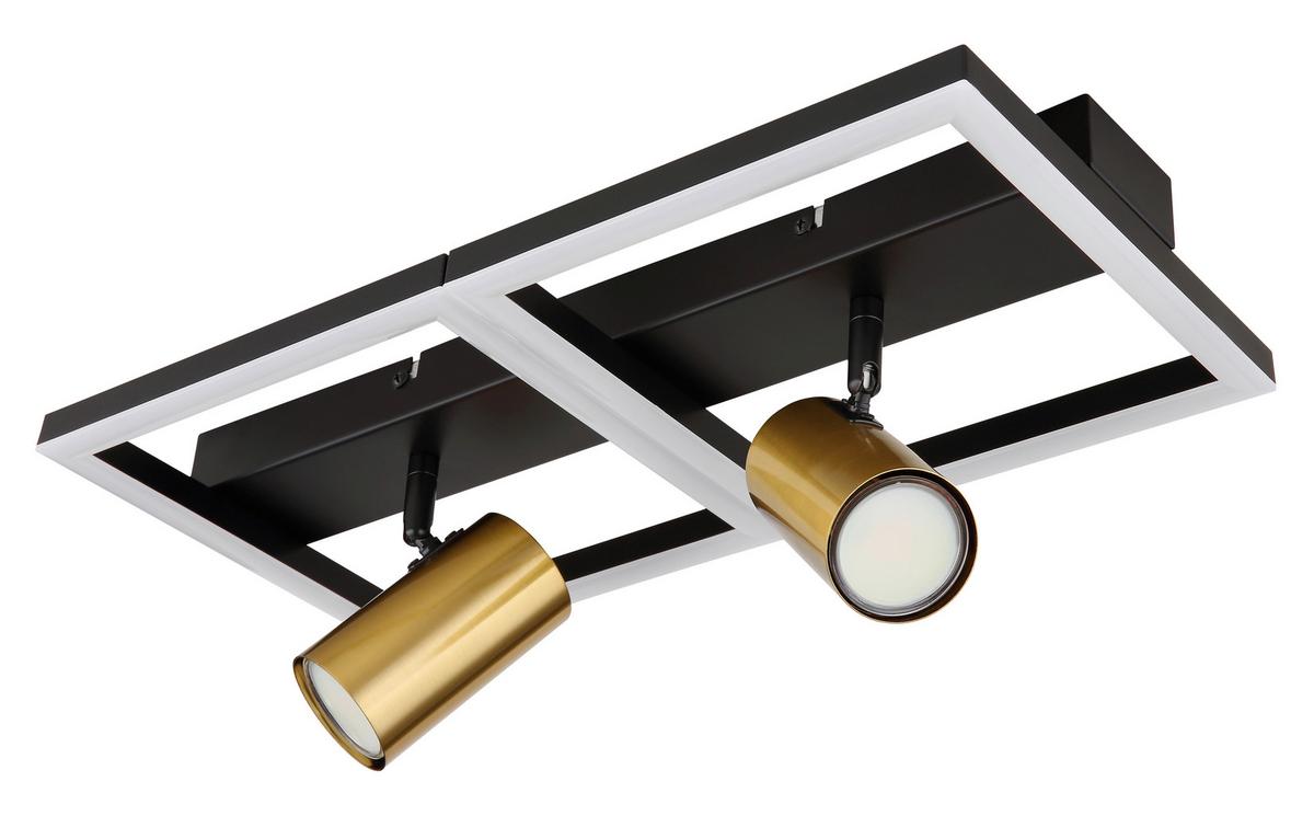 LED-Wandleuchte Marrie Schwarz/Messing max. 22 Watt - Messingfarben/Opal, Design, Kunststoff/Metall (44/22/15,5cm) - Globo