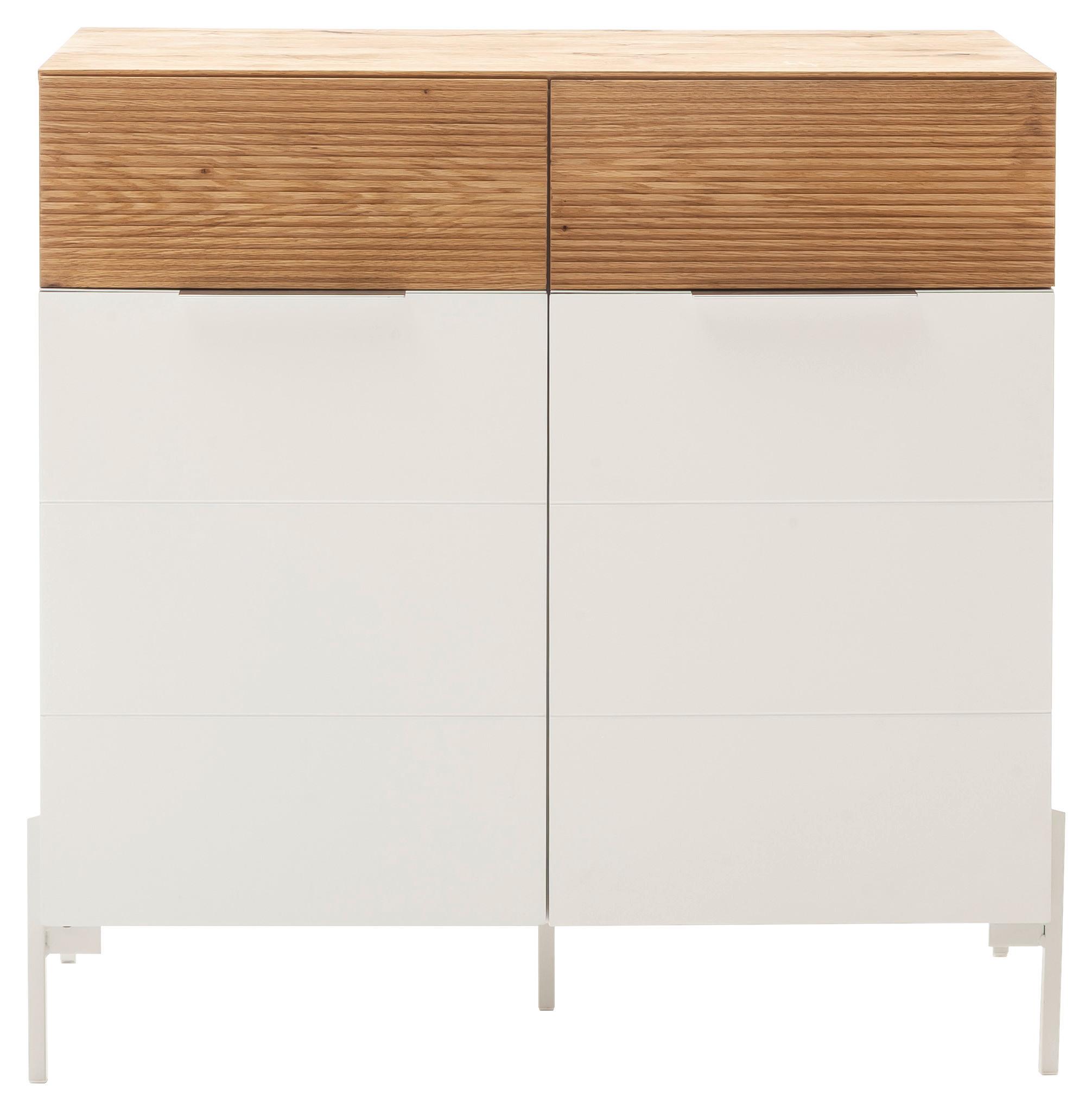 Komoda Dubai -Exklusiv- - barve hrasta/bela, Moderno, kovina/leseni material (93/92/40cm) - Premium Living