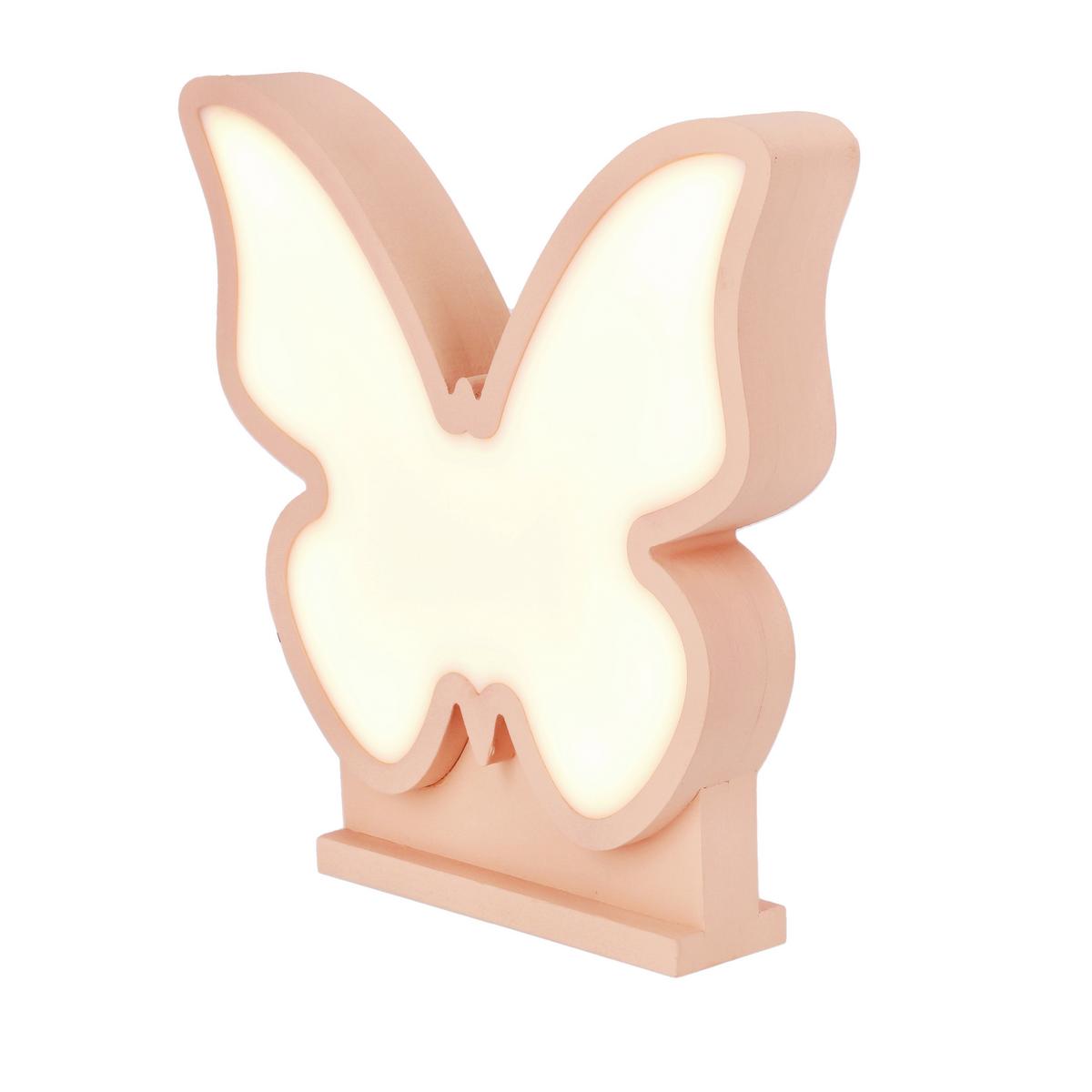 Dječja Stolna Svjetiljka Butterfly - ružičasta, Basics, drvni materijal/plastika (28.5/5/26.5cm)