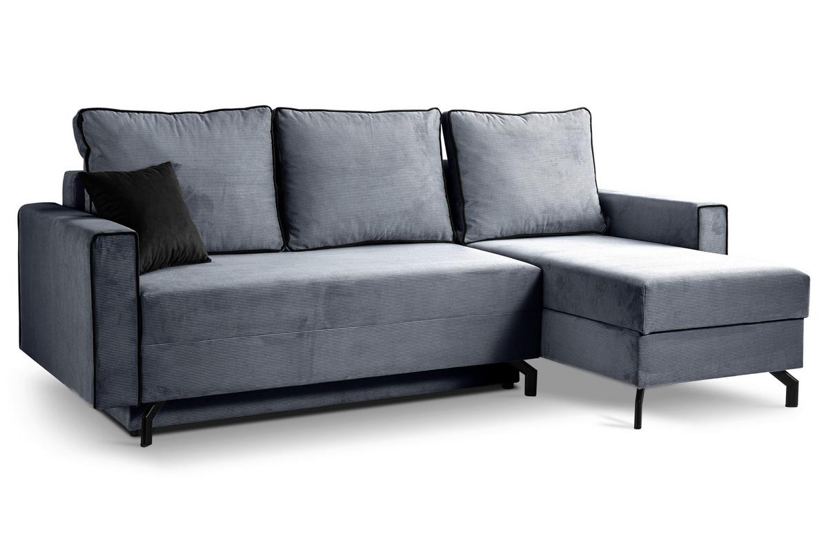 Ecksofa Marti Blaugrau mit Schlaffunktion - Blaugrau/Schwarz, Basics, Holz/Textil (230/148cm) - MID.YOU