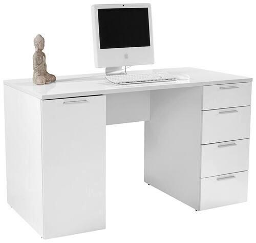 Pisalna Miza Larry Ii New, Bela - barve kroma/bela, Moderno, umetna masa/leseni material (145/75/60cm)