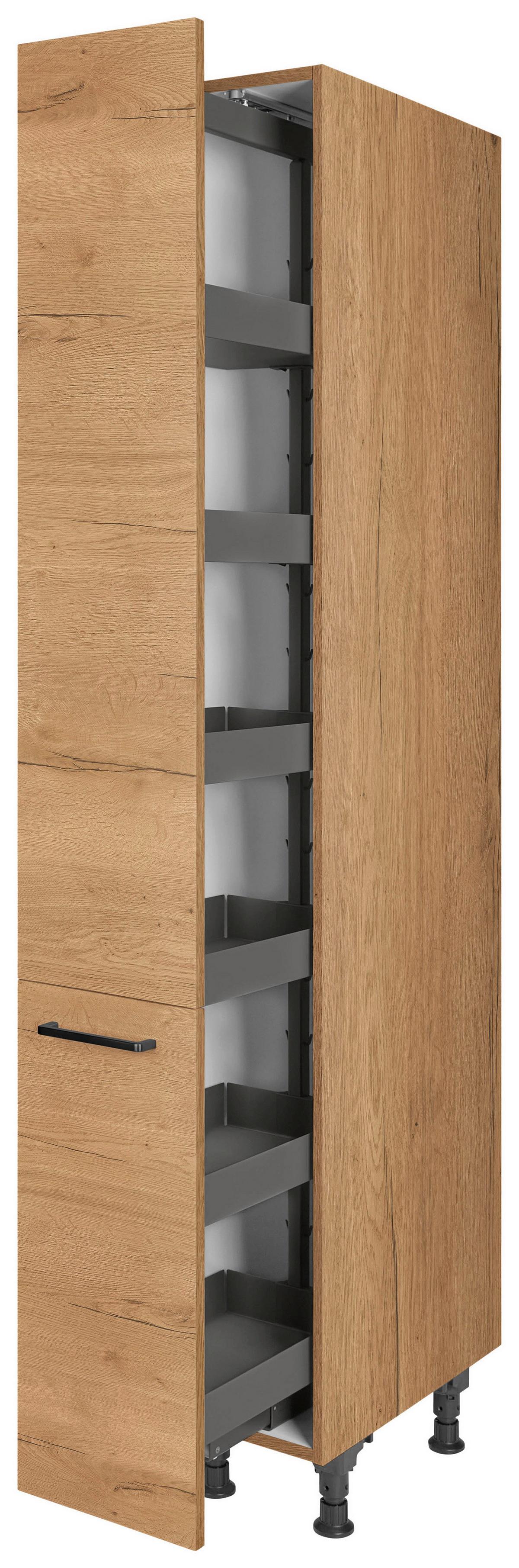 Apothekerschrank Structura Eiche - Eichefarben/Schwarz, MODERN, Holzwerkstoff/Metall (30/216,6/58cm) - Nobilia