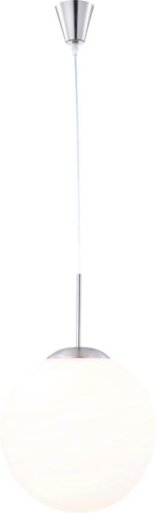 Hängeleuchte Balla in Nickelfarben max. 60 Watt - Opal/Nickelfarben, Basics, Glas/Metall (30/180cm) - Globo