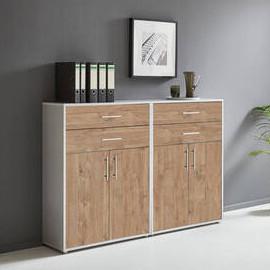Aktenschrank Office Edition Sw Set 17 Grau/Eichefarben - Eichefarben/Grau, MODERN, Holzwerkstoff (168,8/113,6/33cm) - MID.YOU