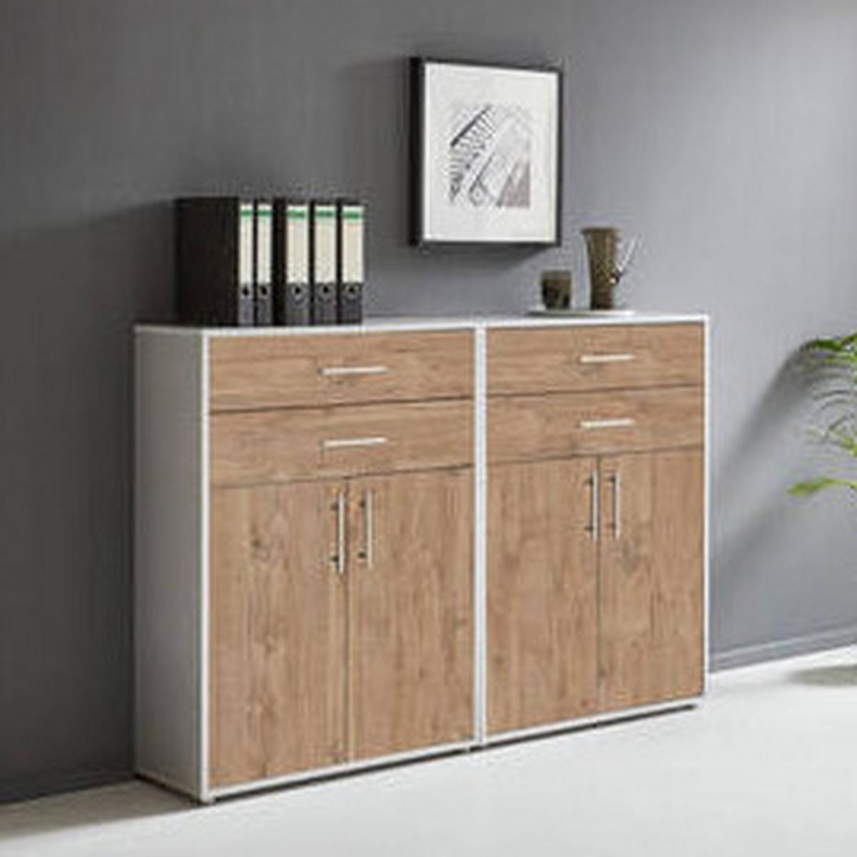 Aktenschrank Office Edition Sw Set 17 Grau/Eichefarben - Eichefarben/Grau, MODERN, Holzwerkstoff (168,8/113,6/33cm) - MID.YOU