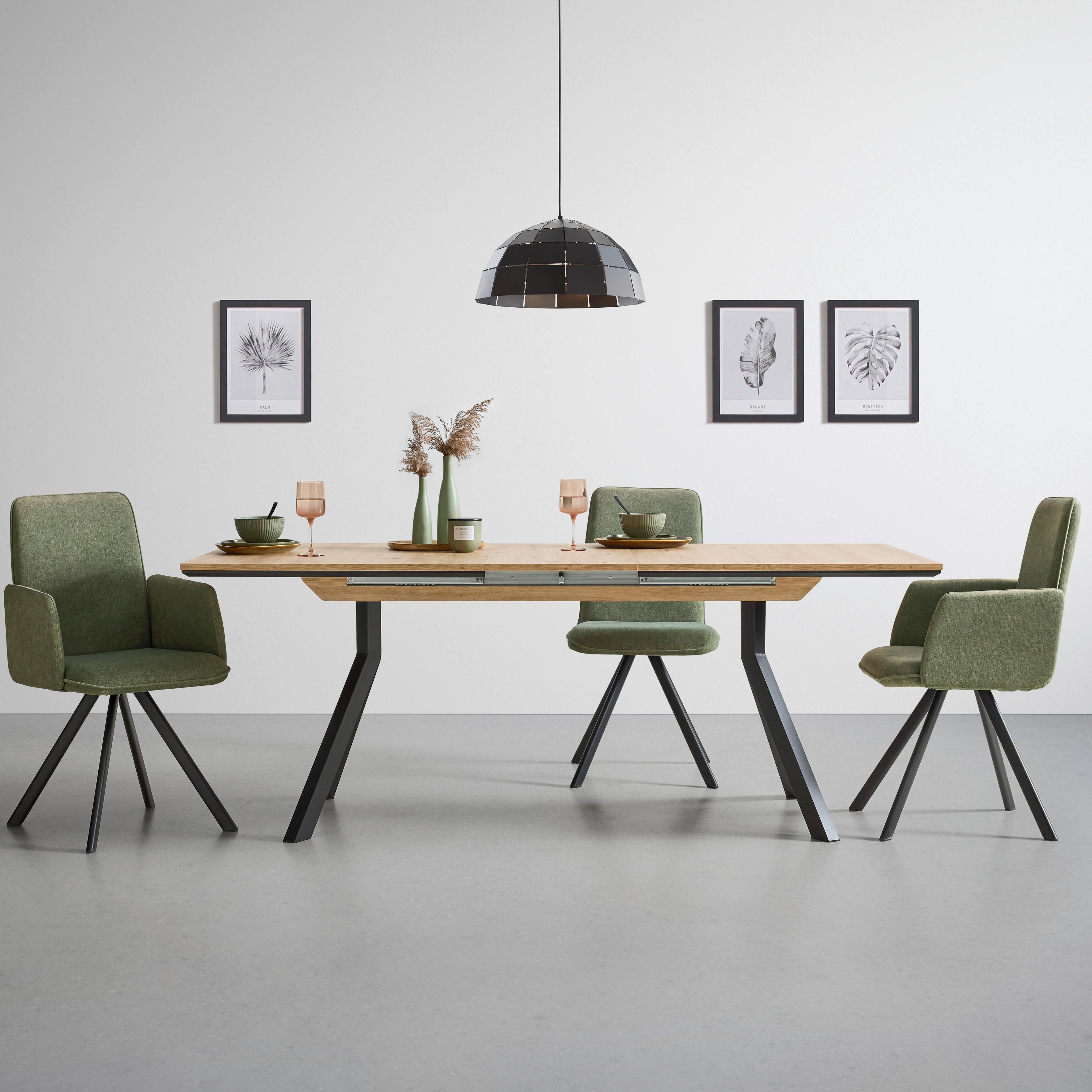 Ausziehtisch Mendosa 200 in Grau/Anthrazit - Anthrazit/Schwarz, Basics, Holzwerkstoff (160-200/90/75cm) - Premium Living