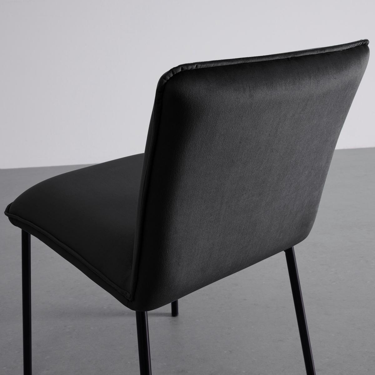 Stuhl Darla Schwarz Velours Gepolstert - Schwarz, MODERN, Holz/Textil (49cm) - Bessagi Home