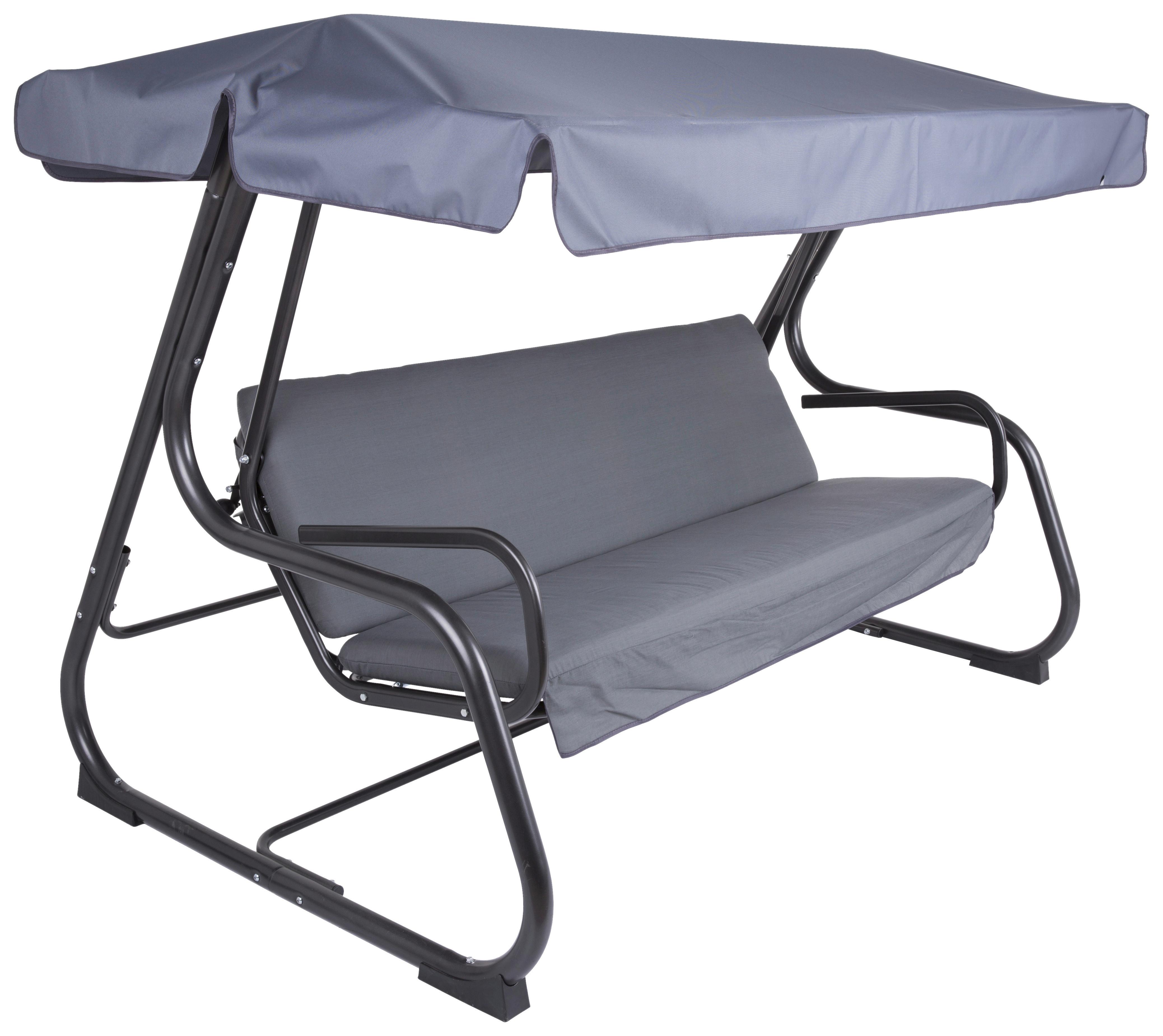 Hollywoodschaukel ca. 132x171x209 cm Anthrazit - Anthrazit, Basics, Textil/Metall (132/171/209cm) - Gardenson
