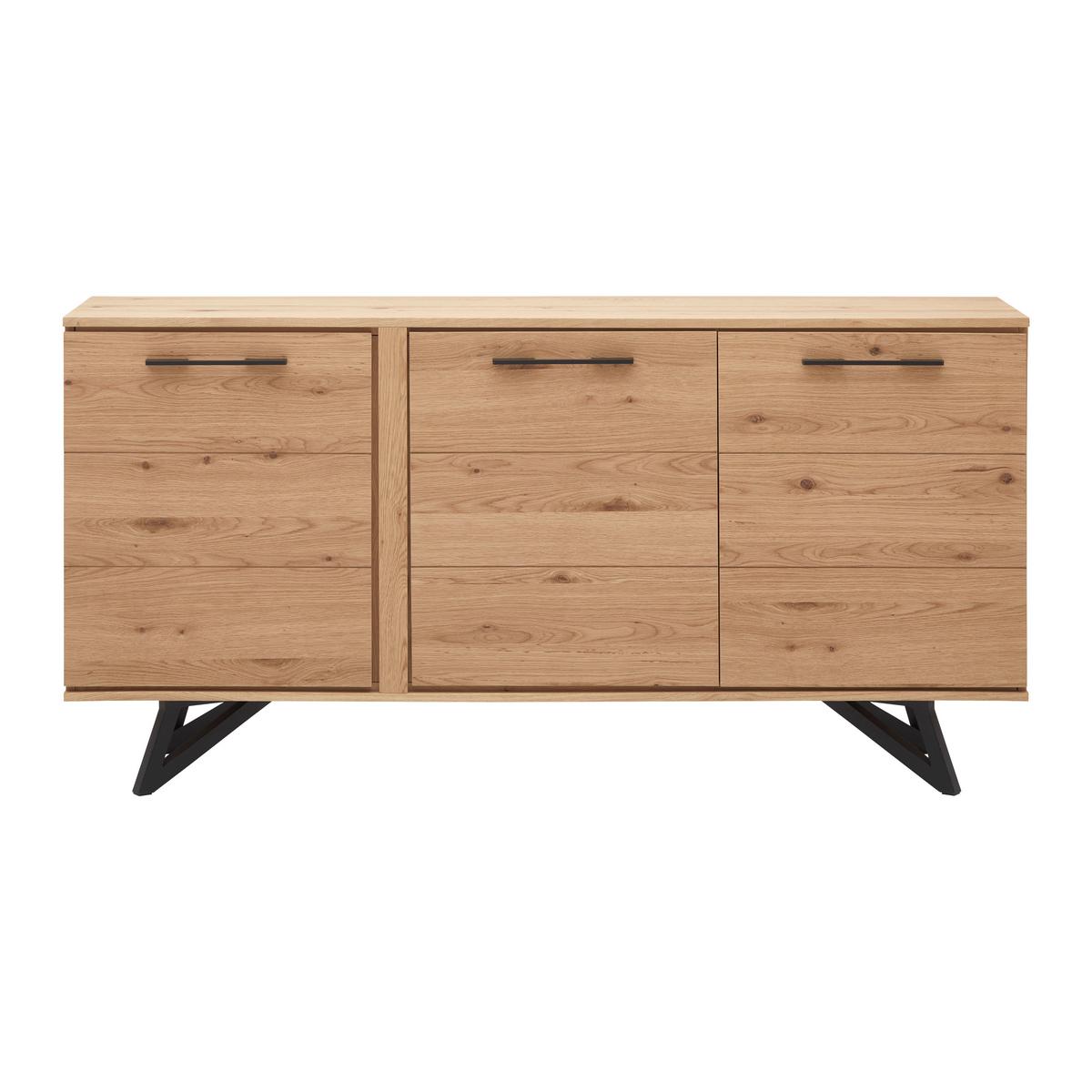 Tálalószekrény Emilio - tölgyfa színű/fekete, Modern, fém/fa (170/85/40cm) - Bessagi Home